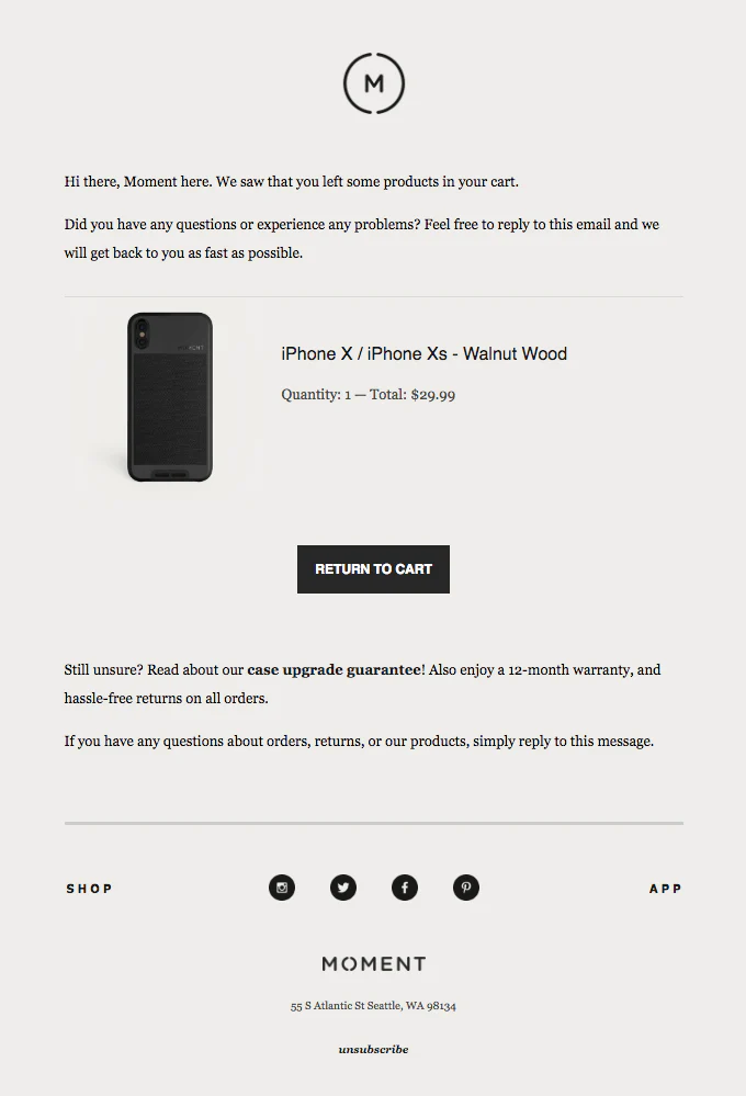 when to send abandoned cart email series