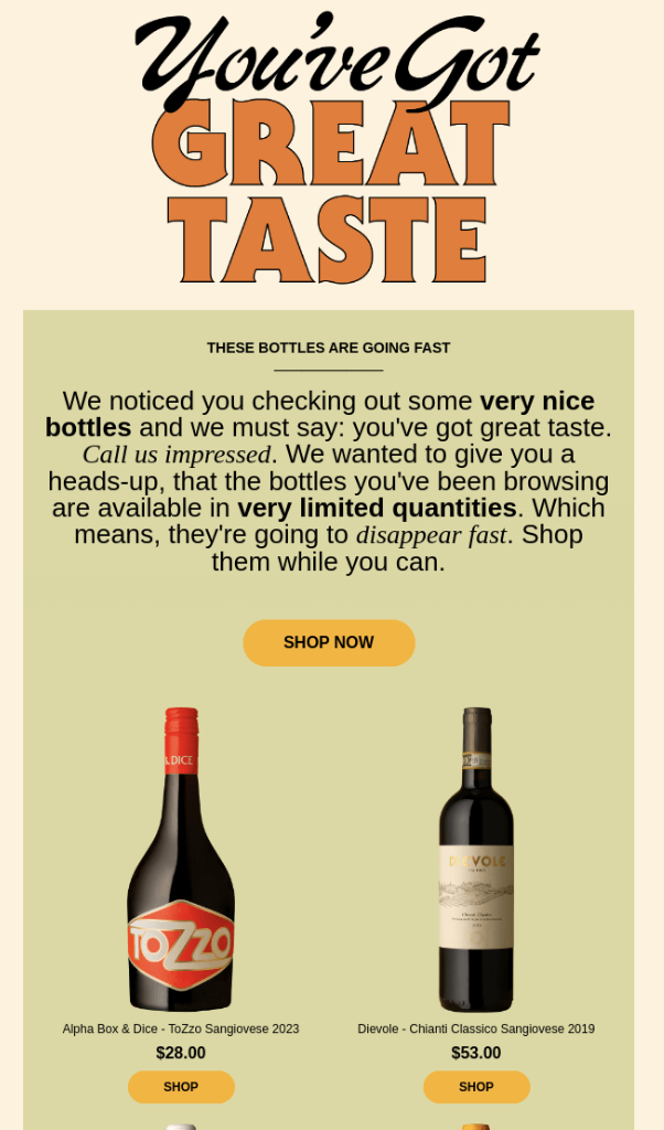 when to send abandoned cart email series - second reminder example