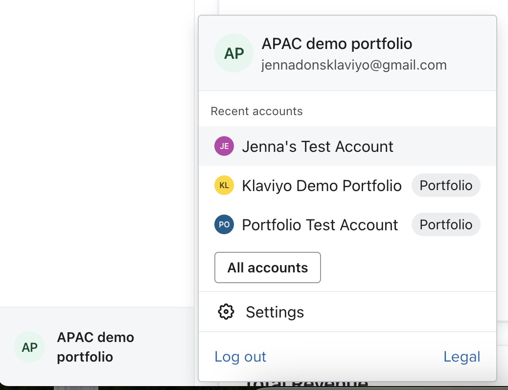 Klaviyo's dashboard showing multiple users logged in.