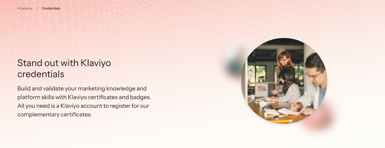 Screenshot of Klaviyo’s certification program landing page.