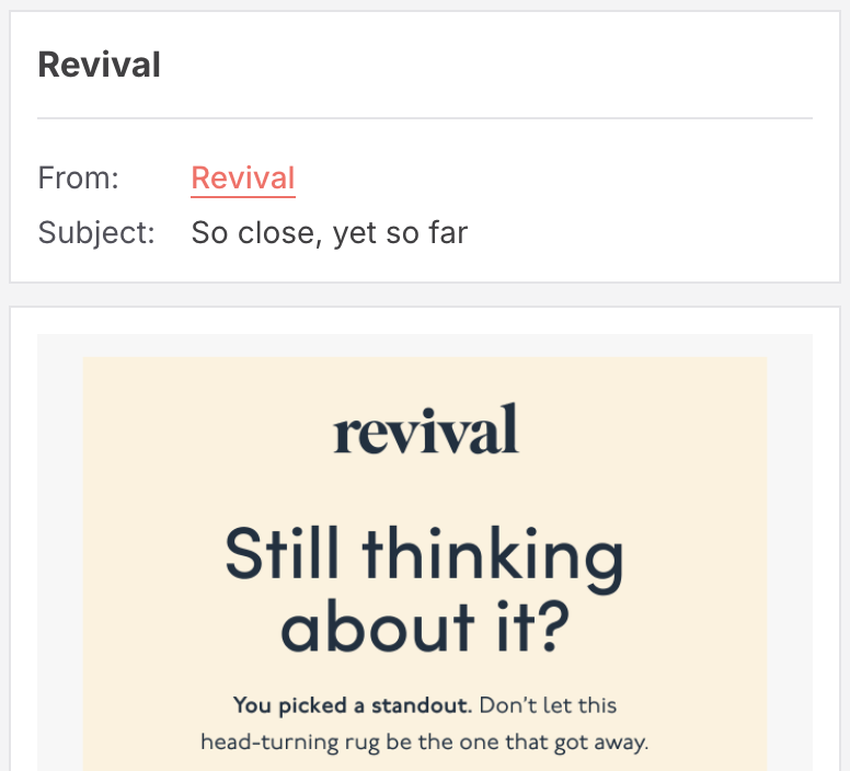 abandoned cart email subject line example revival