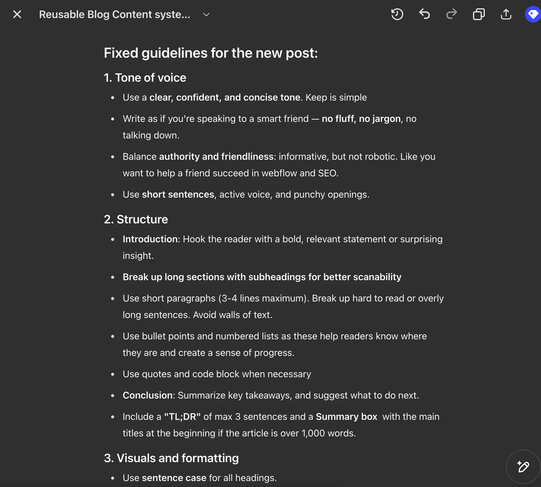 AI SEO Guideline for content