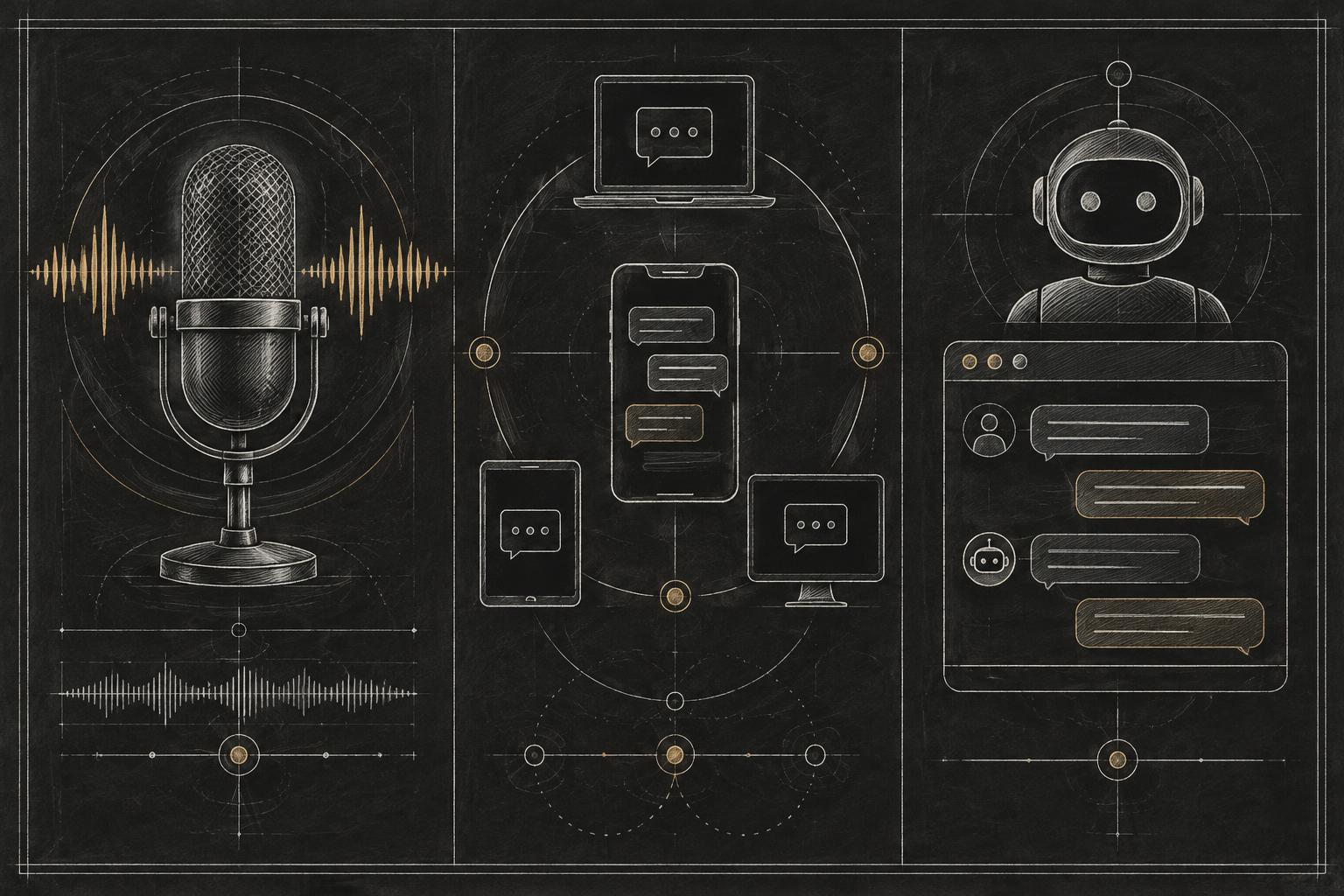Voice, SMS and chatbot channels illustration