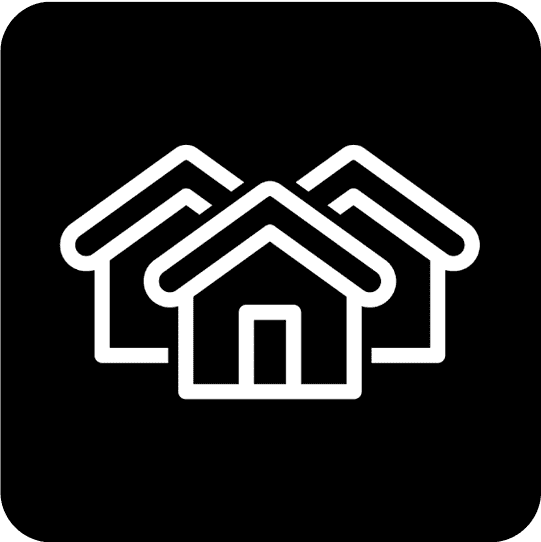 Three house icons – Creating a positive impact in the local community