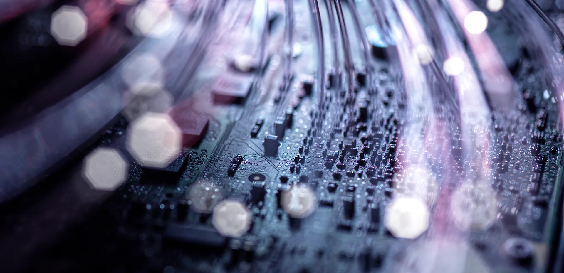 Abstract AI-themed image of glowing data streams over a circuit board, representing traffic data analysis.