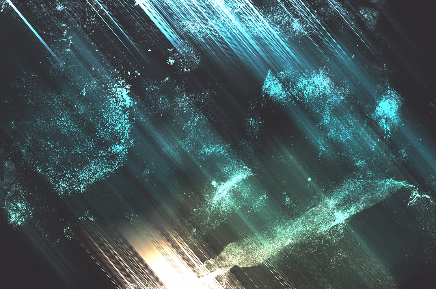 Abstract digital background with glowing blue particles and light streaks, symbolising artificial intelligence.