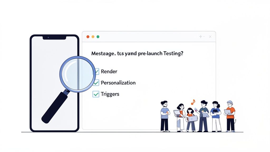 فريق يختبر تطبيقًا على الهاتف المحمول بشكل تعاوني، مع التركيز على العرض والشخصنة والمحَفزات.