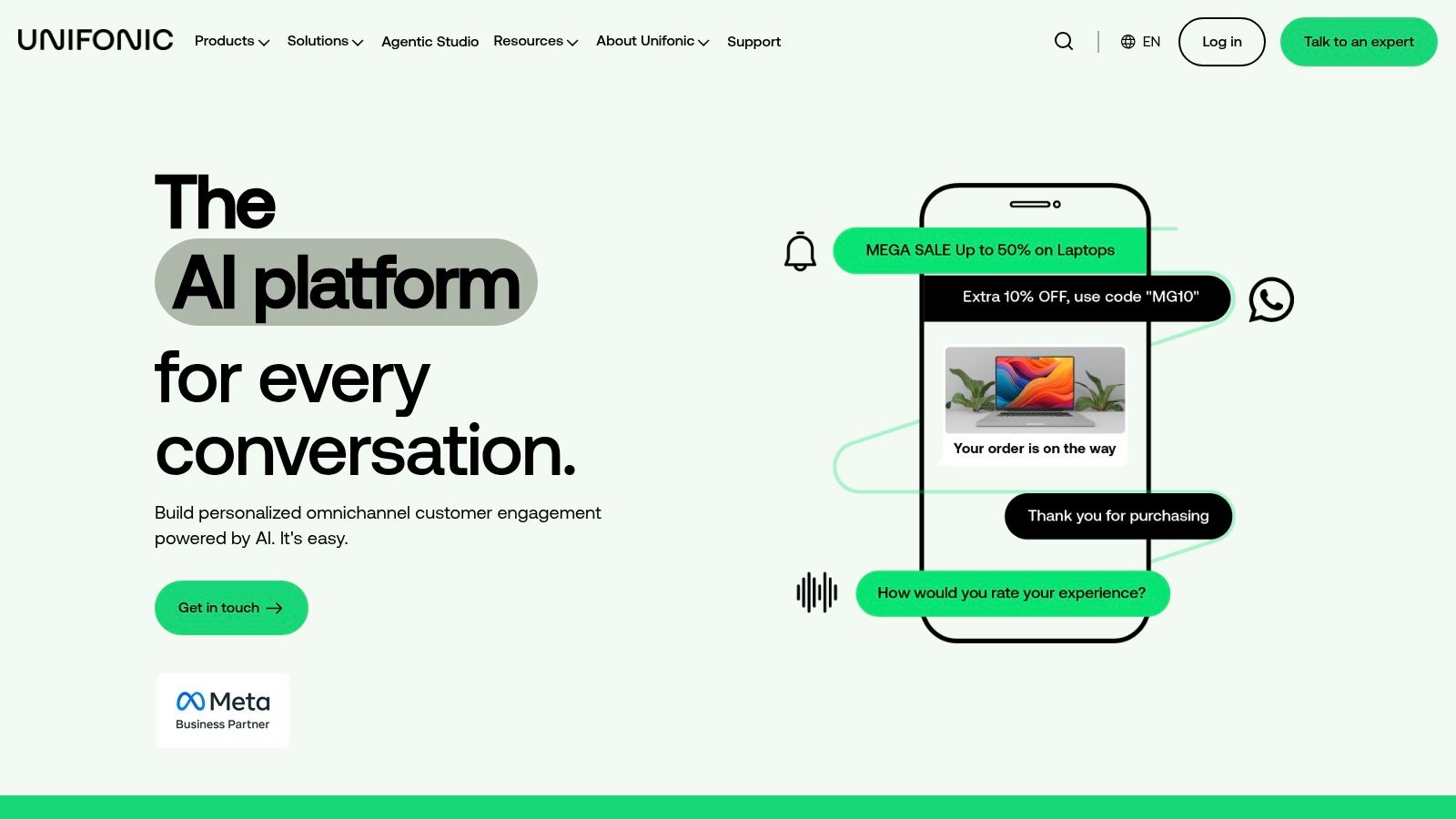 منصة Unifonic لتمكين تواصل العملاء متعددة القنوات.