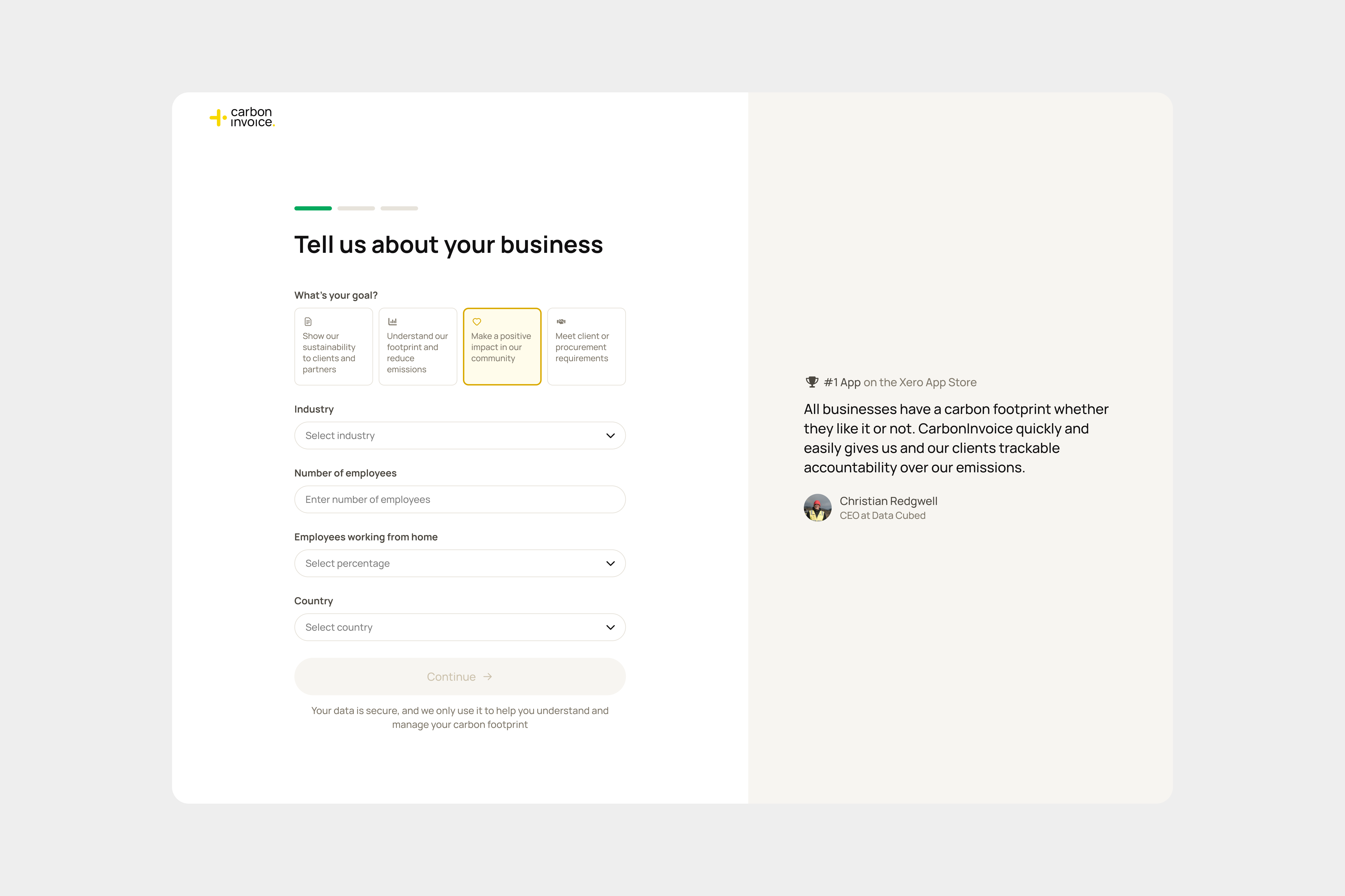 carboninvoice onboarding journey