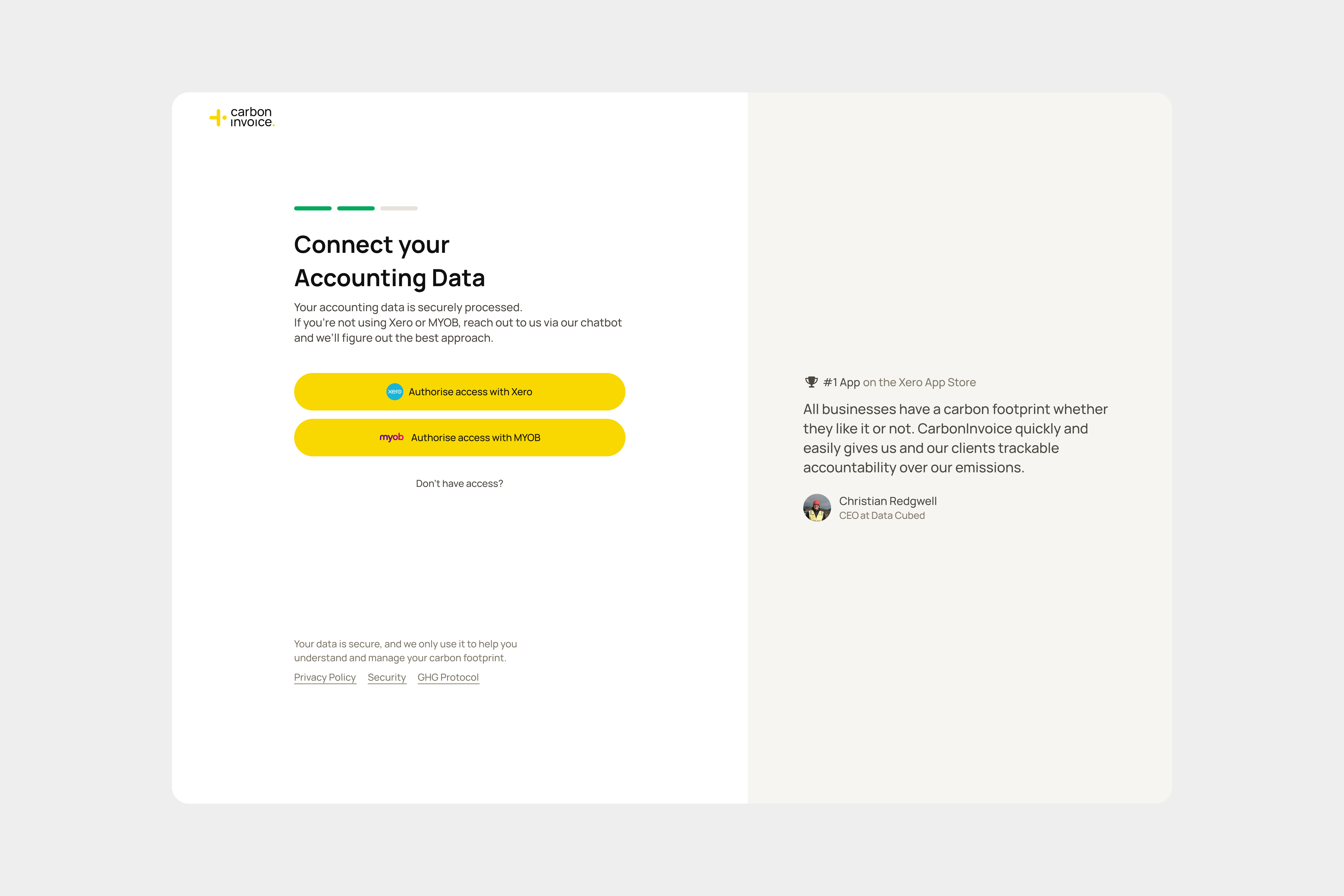 carboninvoice onboarding journey