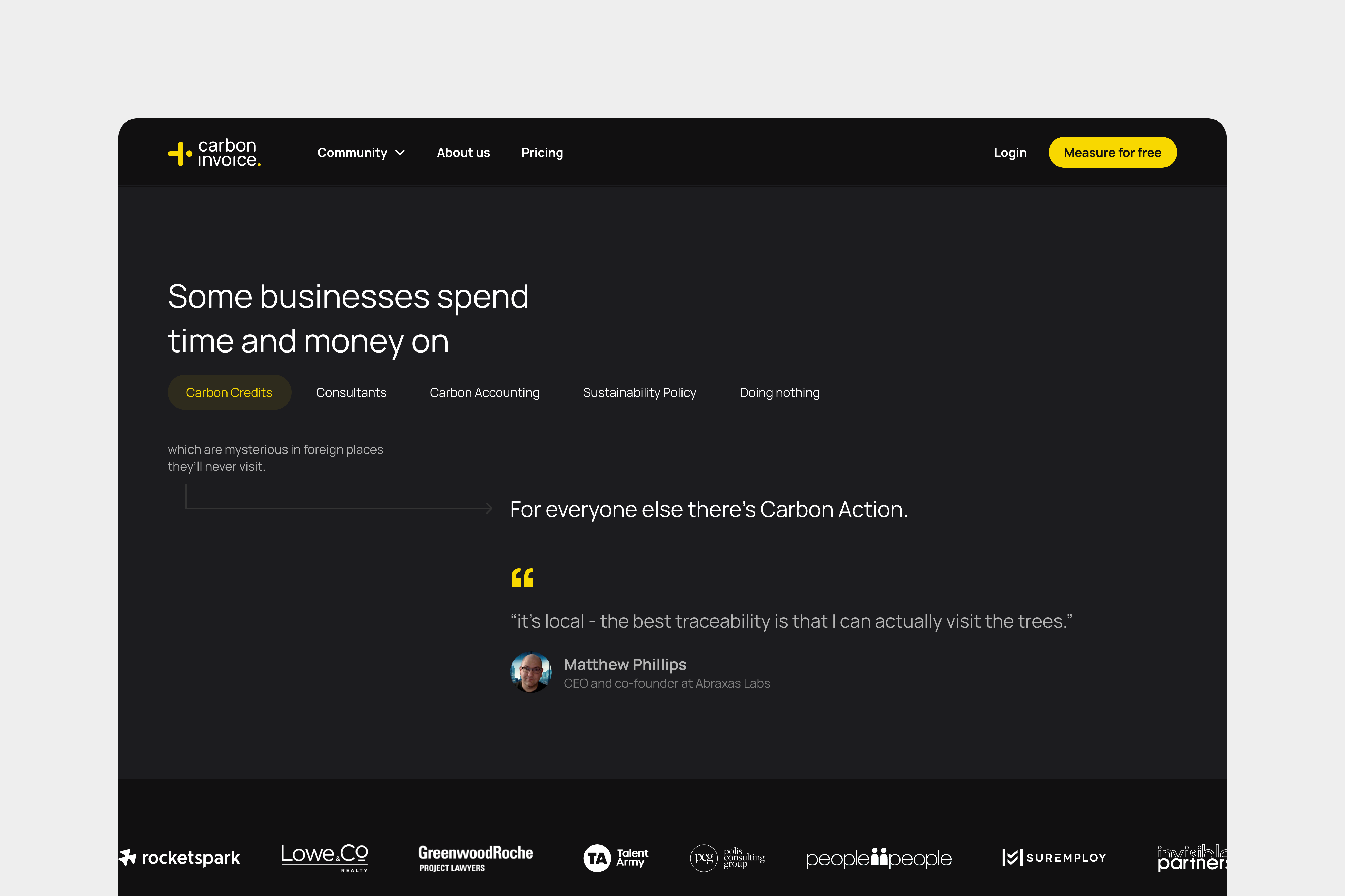 carboninvoice homepage redesign