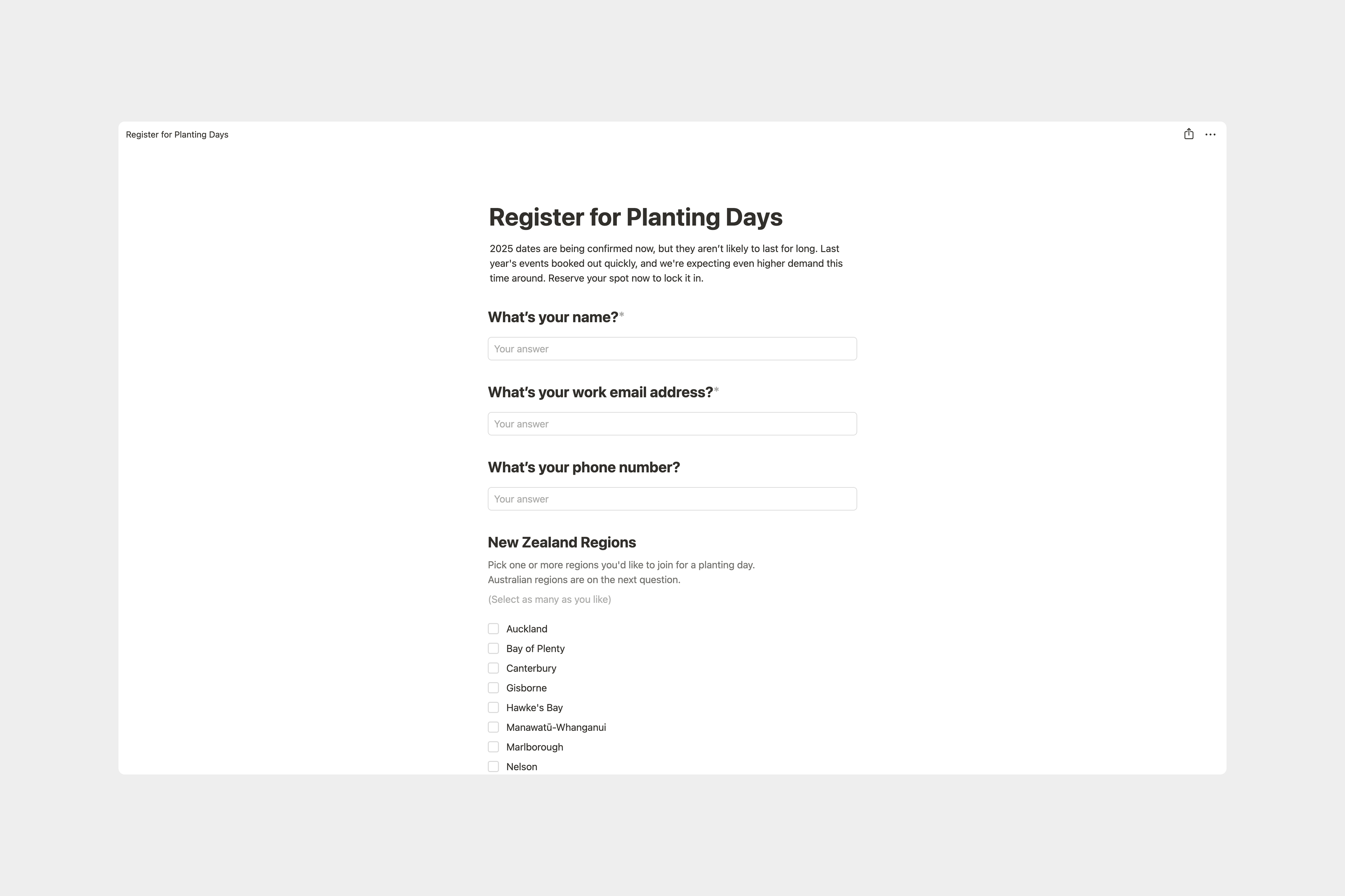 host corporate event landing page