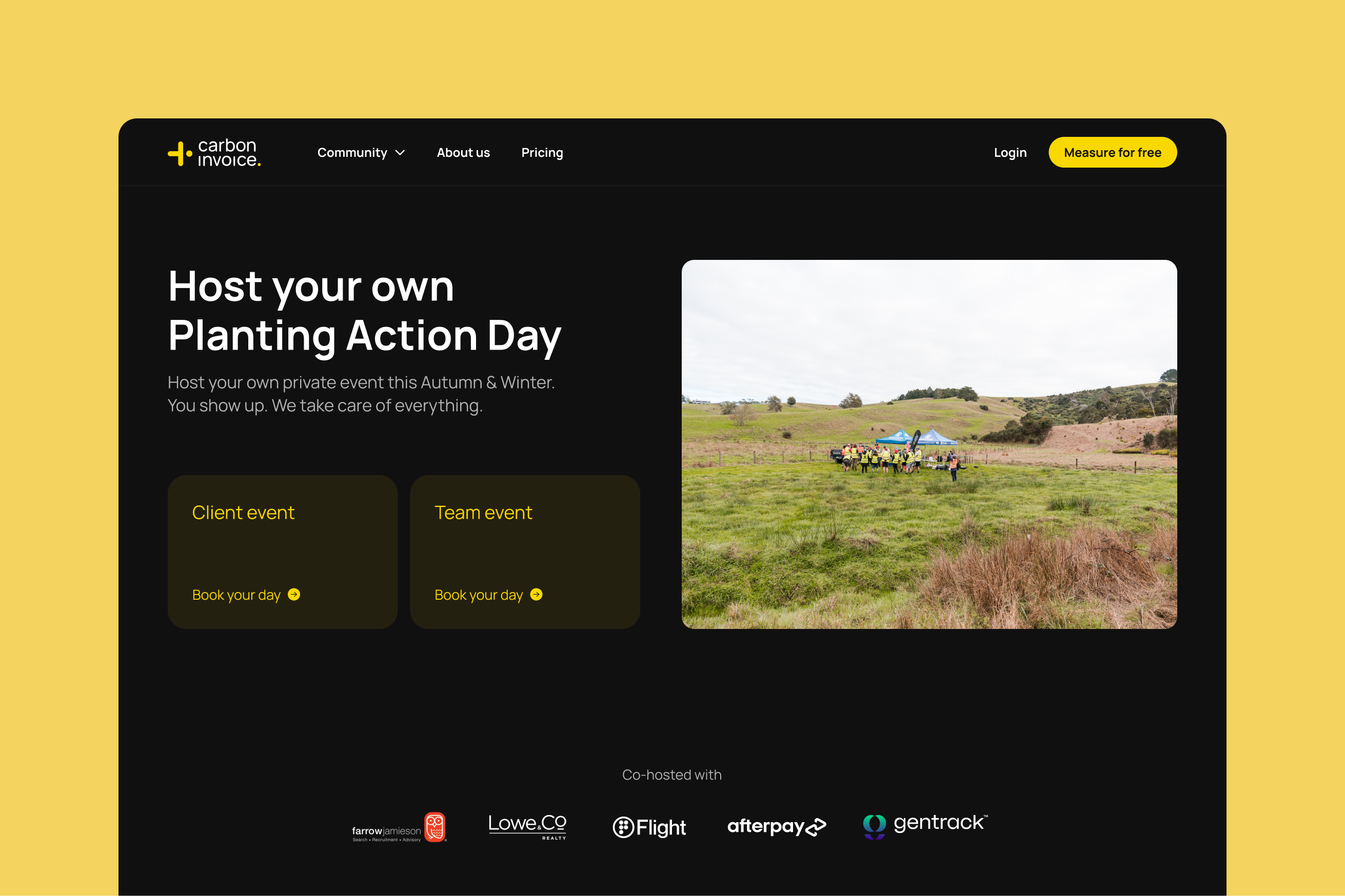 host corporate event landing page