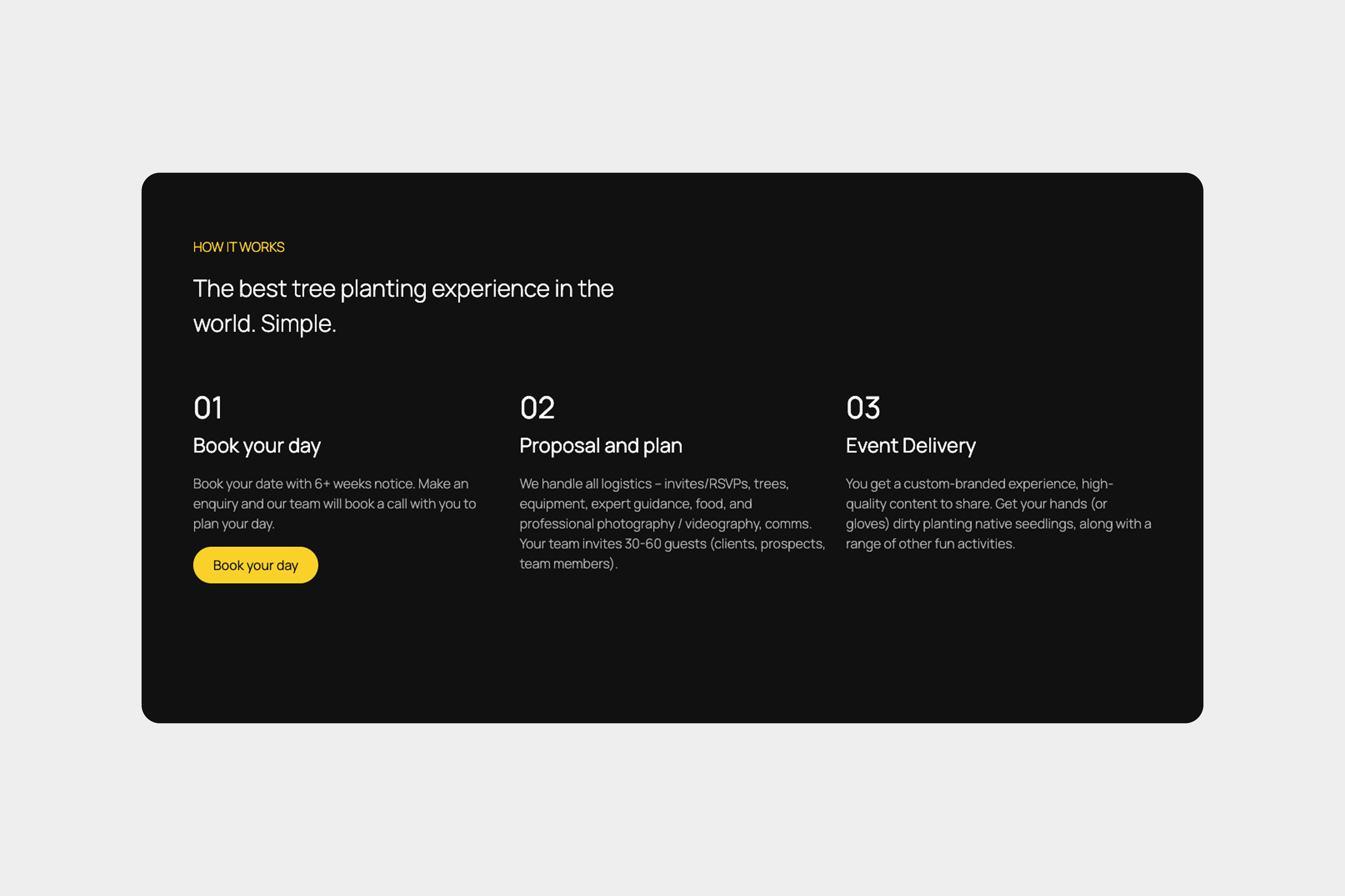 host corporate event landing page
