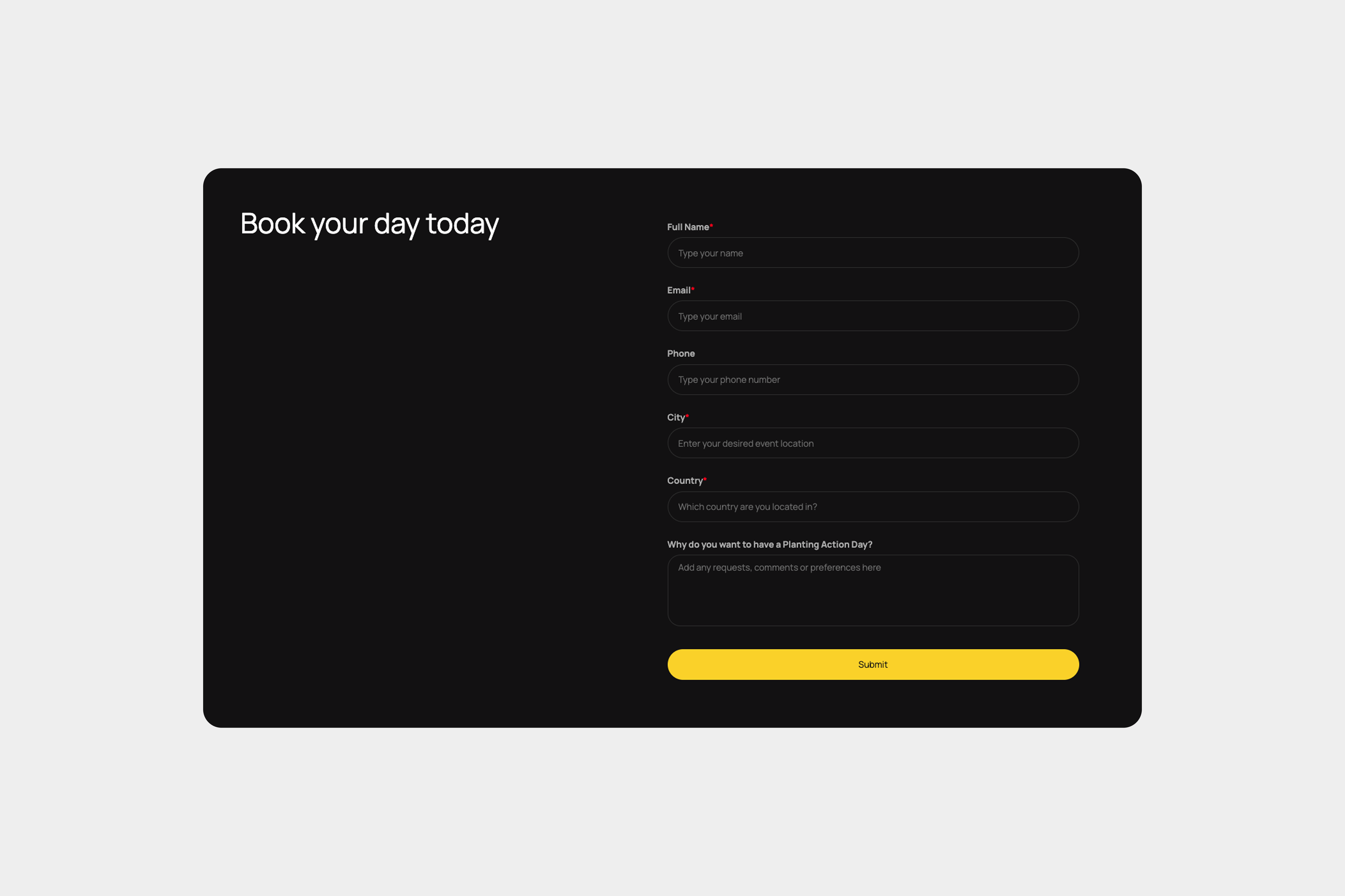 host corporate event landing page