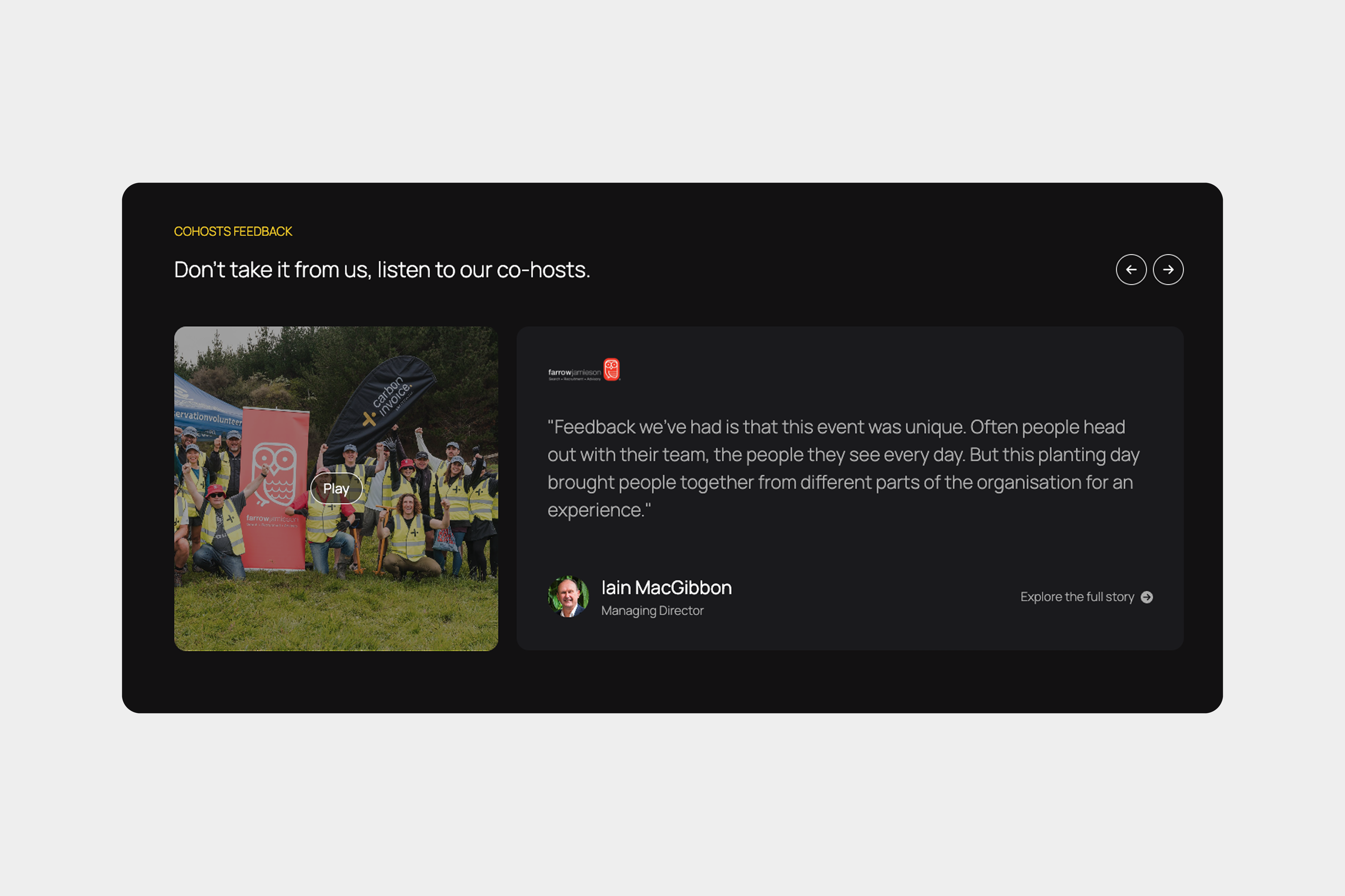 host corporate event landing page