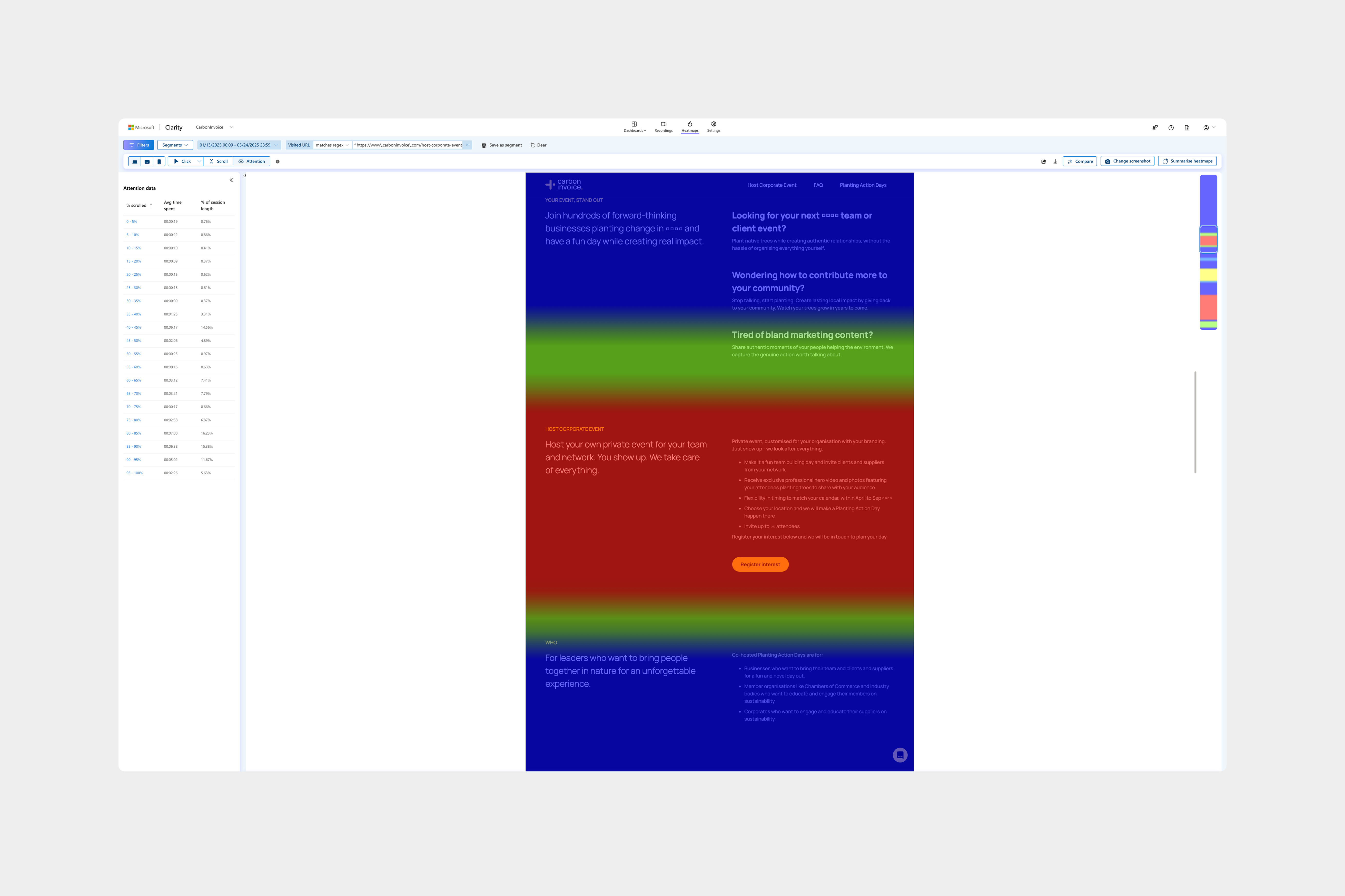 host corporate event landing page