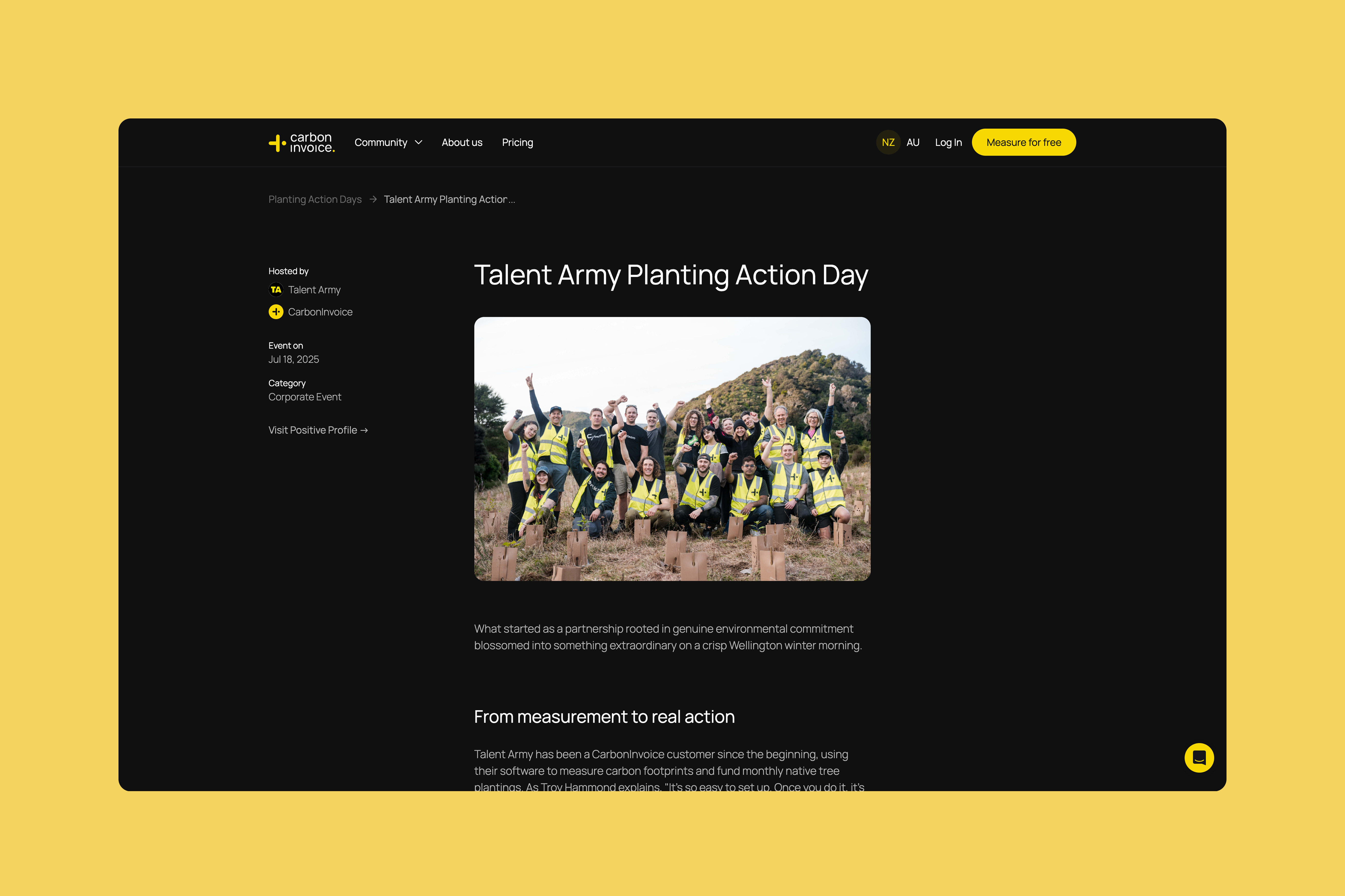 host corporate event landing page