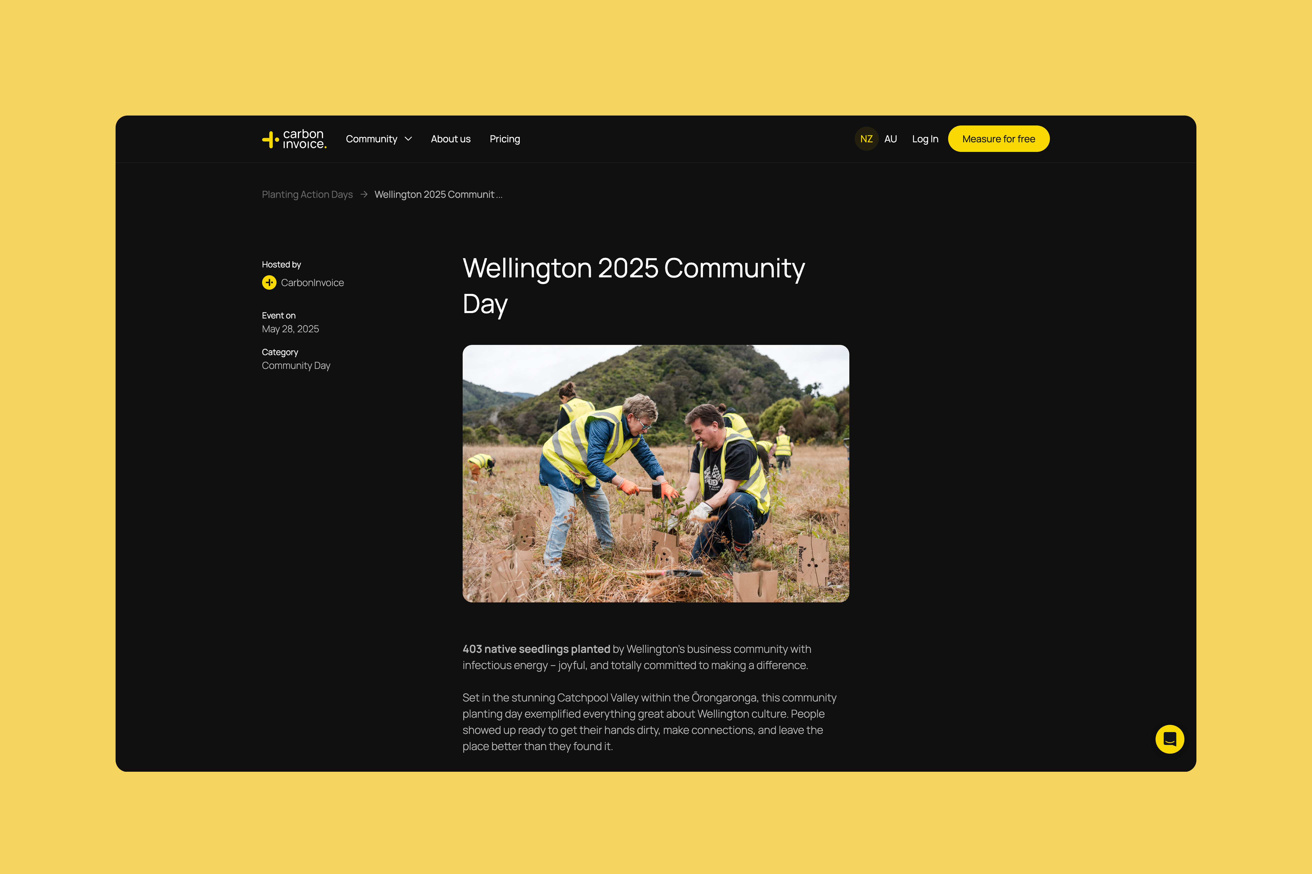 host corporate event landing page