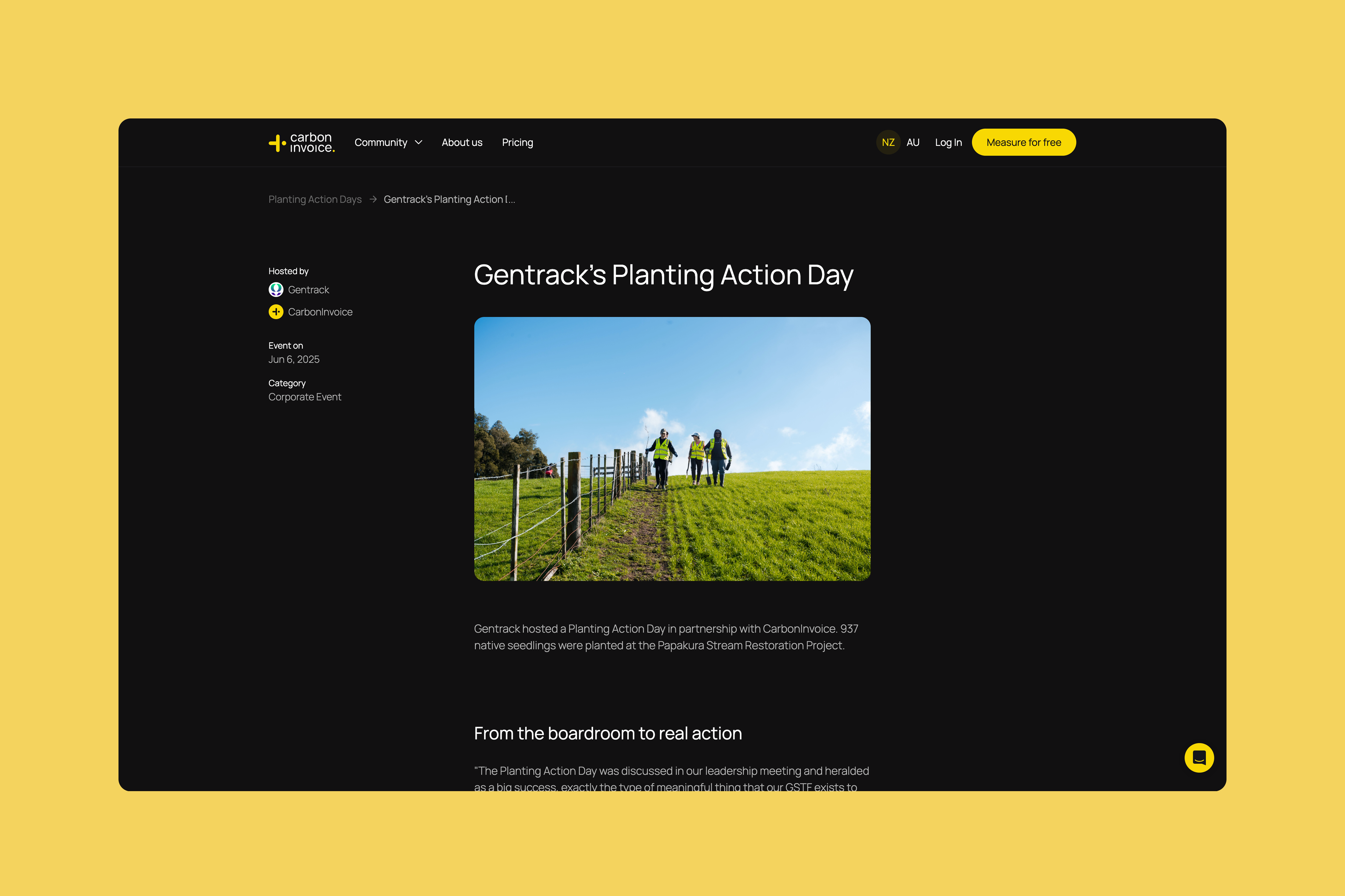 host corporate event landing page