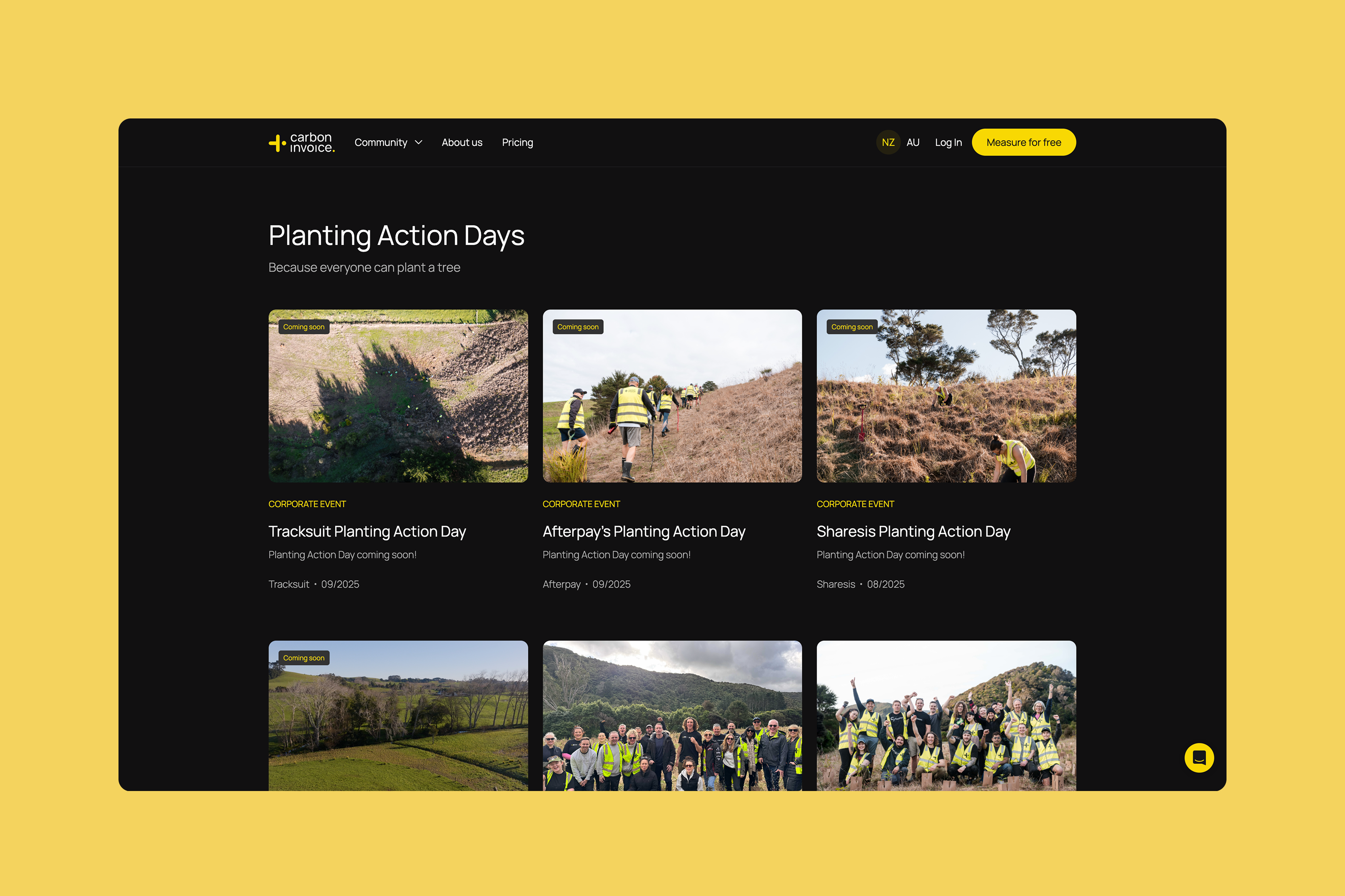 host corporate event landing page