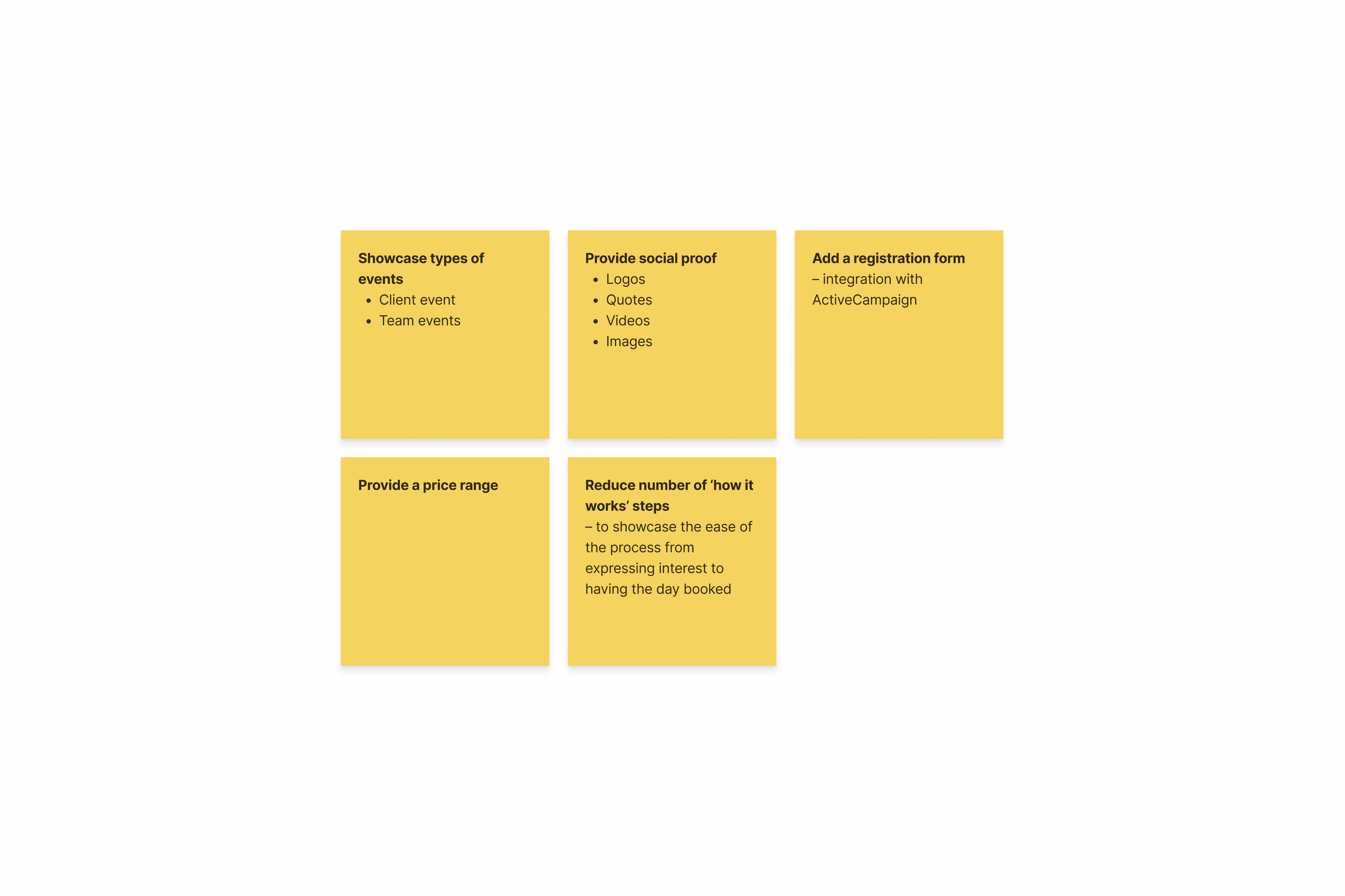 host corporate event landing page