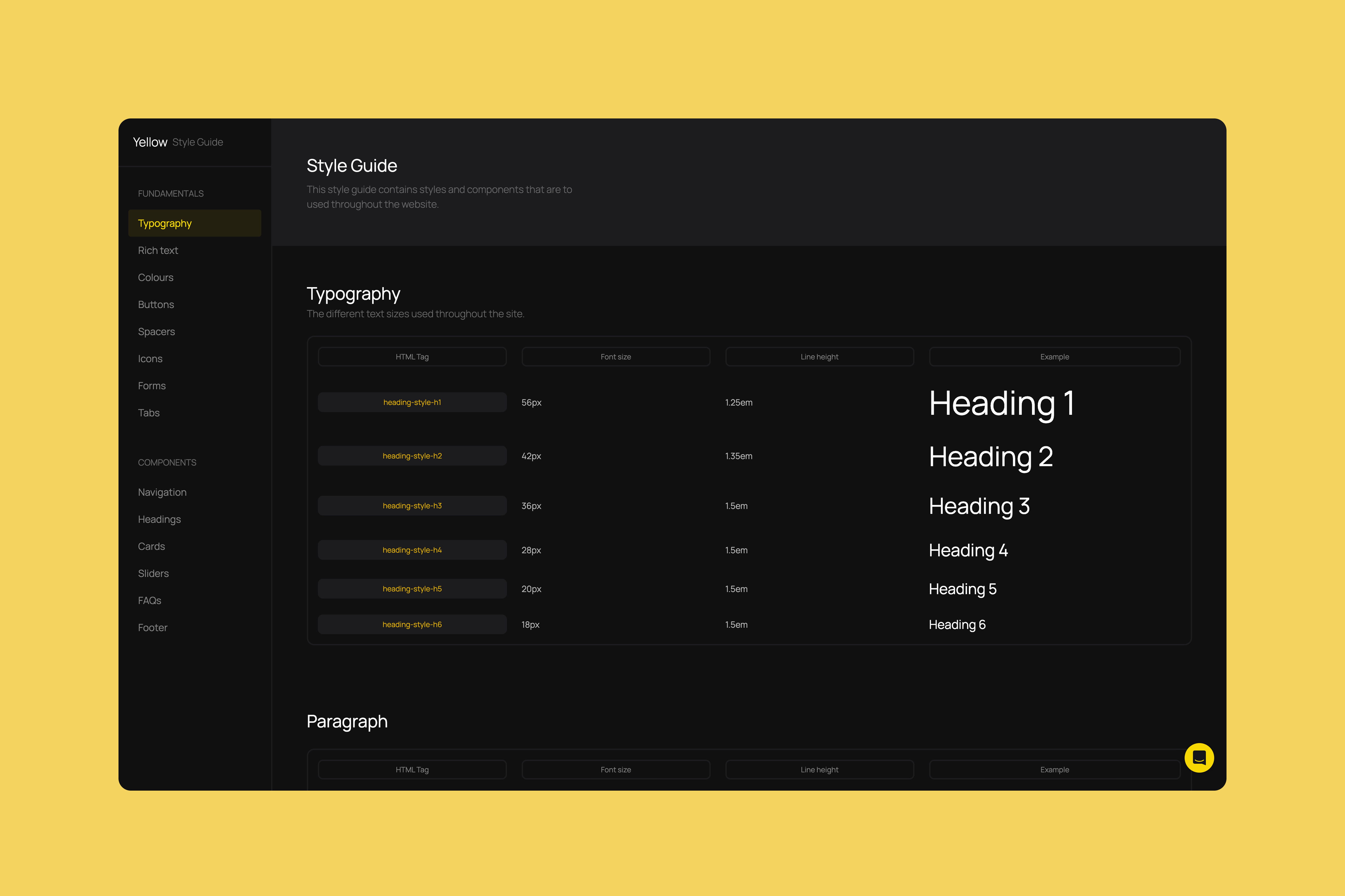 carboninvoice, yellow styleguide
