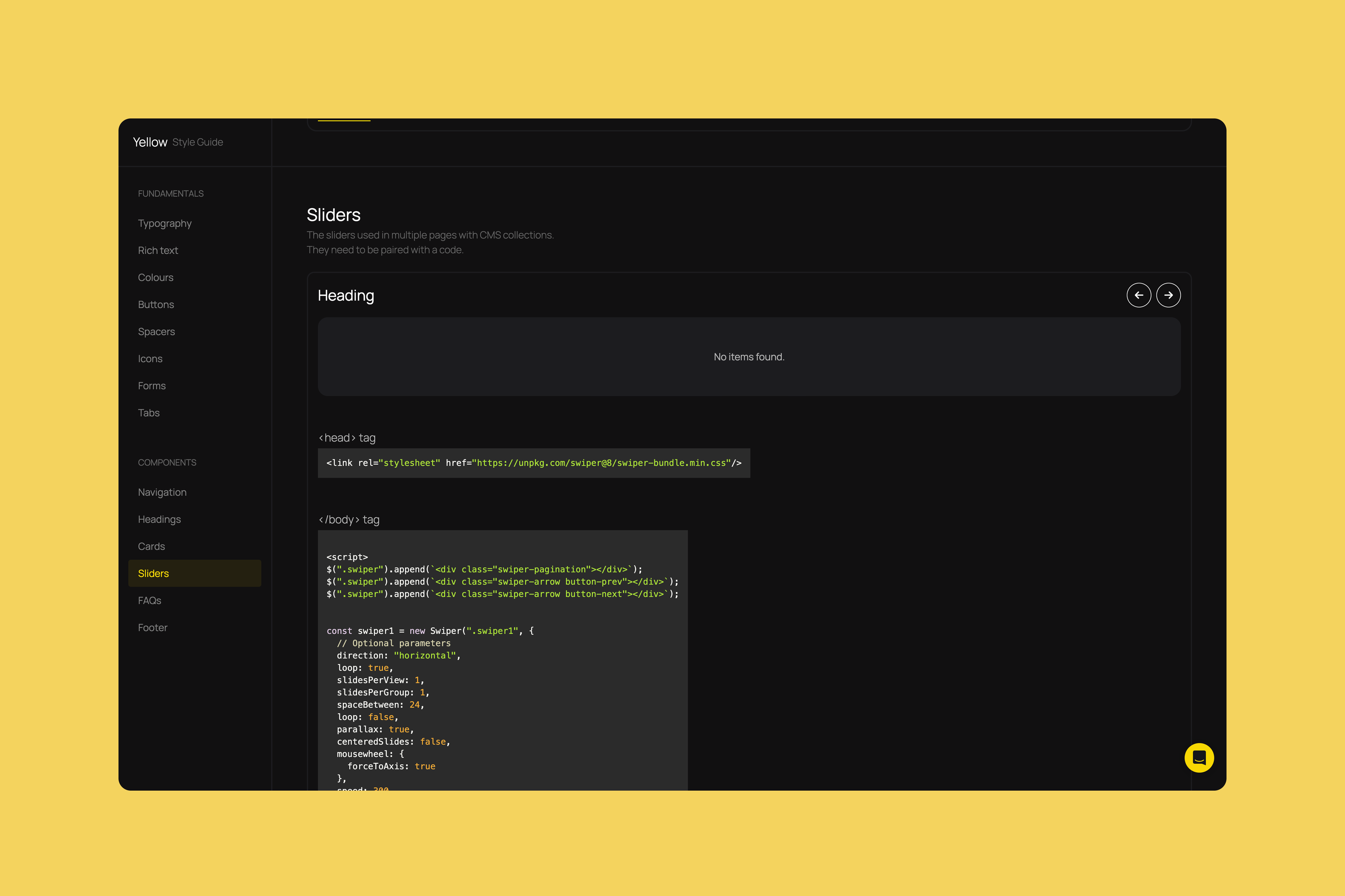 carboninvoice, yellow styleguide