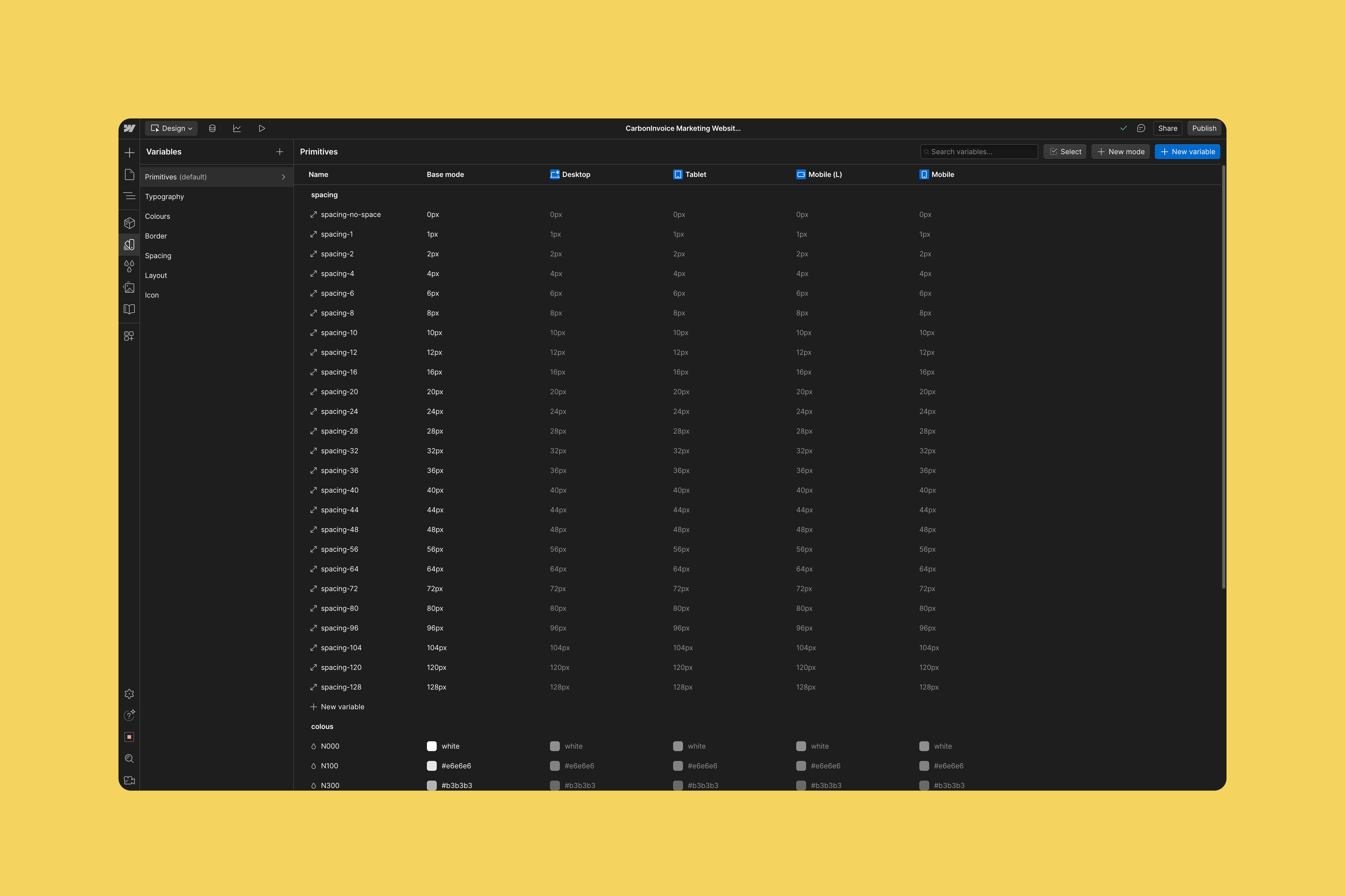 carboninvoice, yellow styleguide