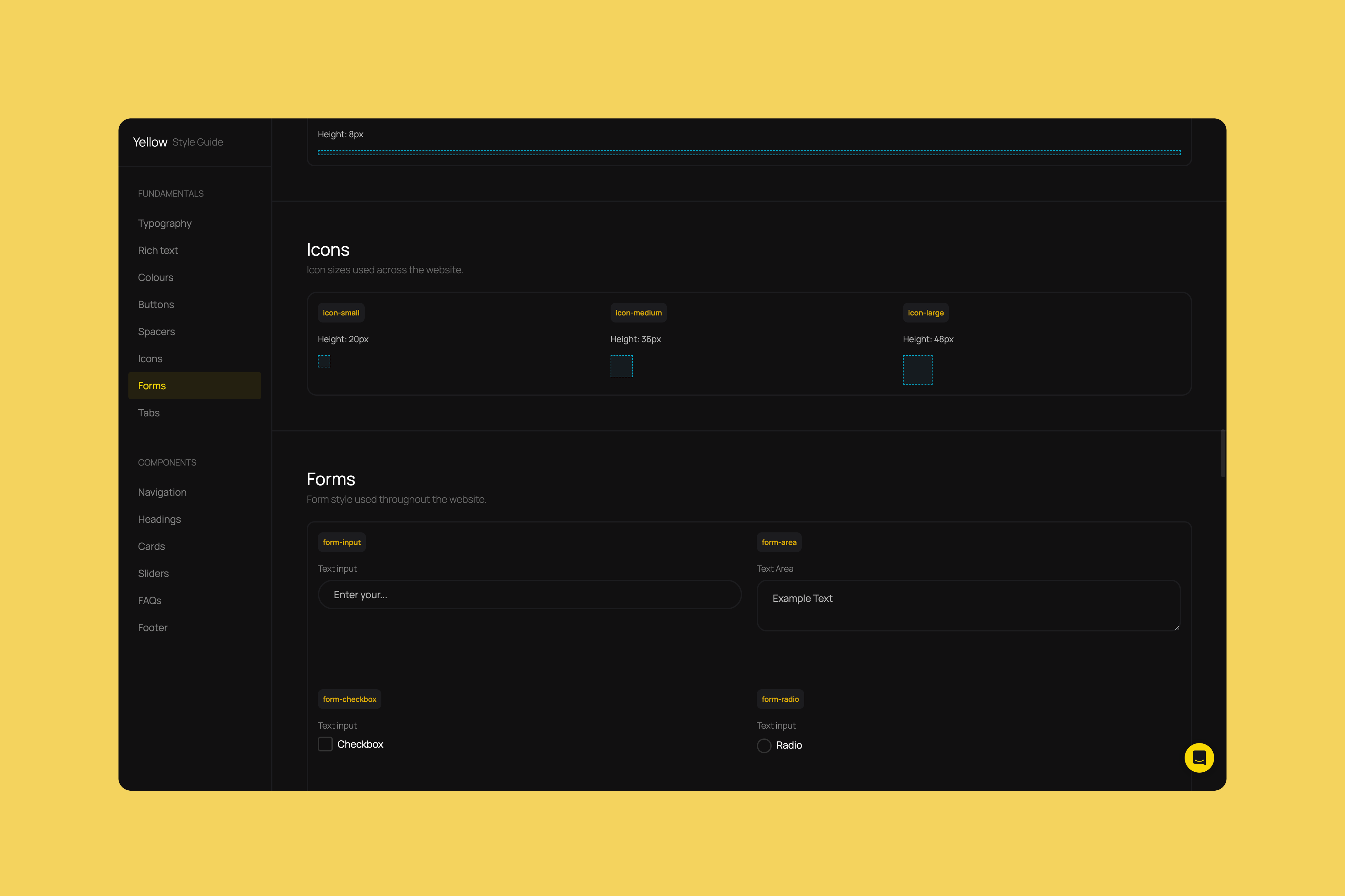 carboninvoice, yellow styleguide