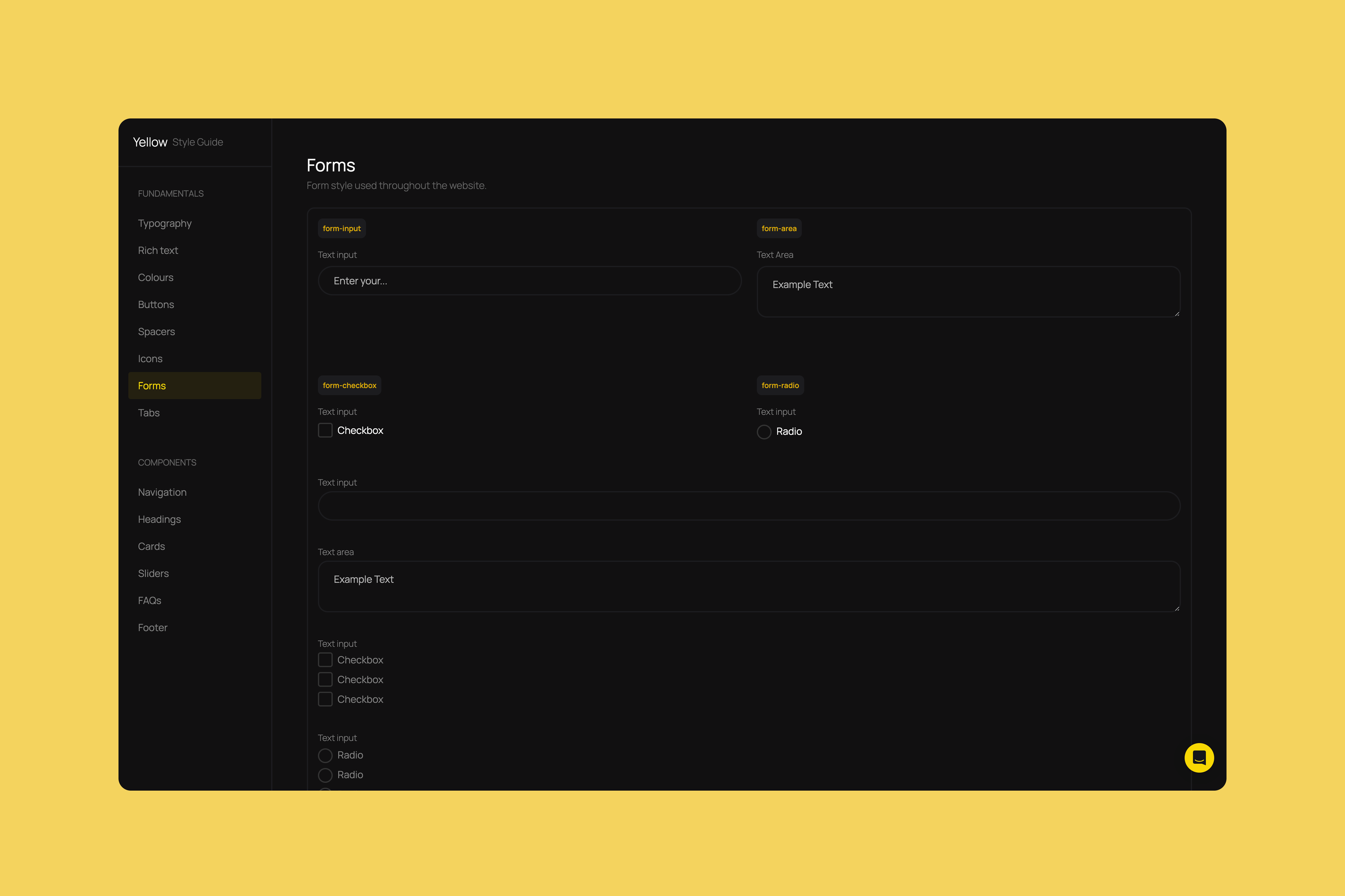 carboninvoice, yellow styleguide