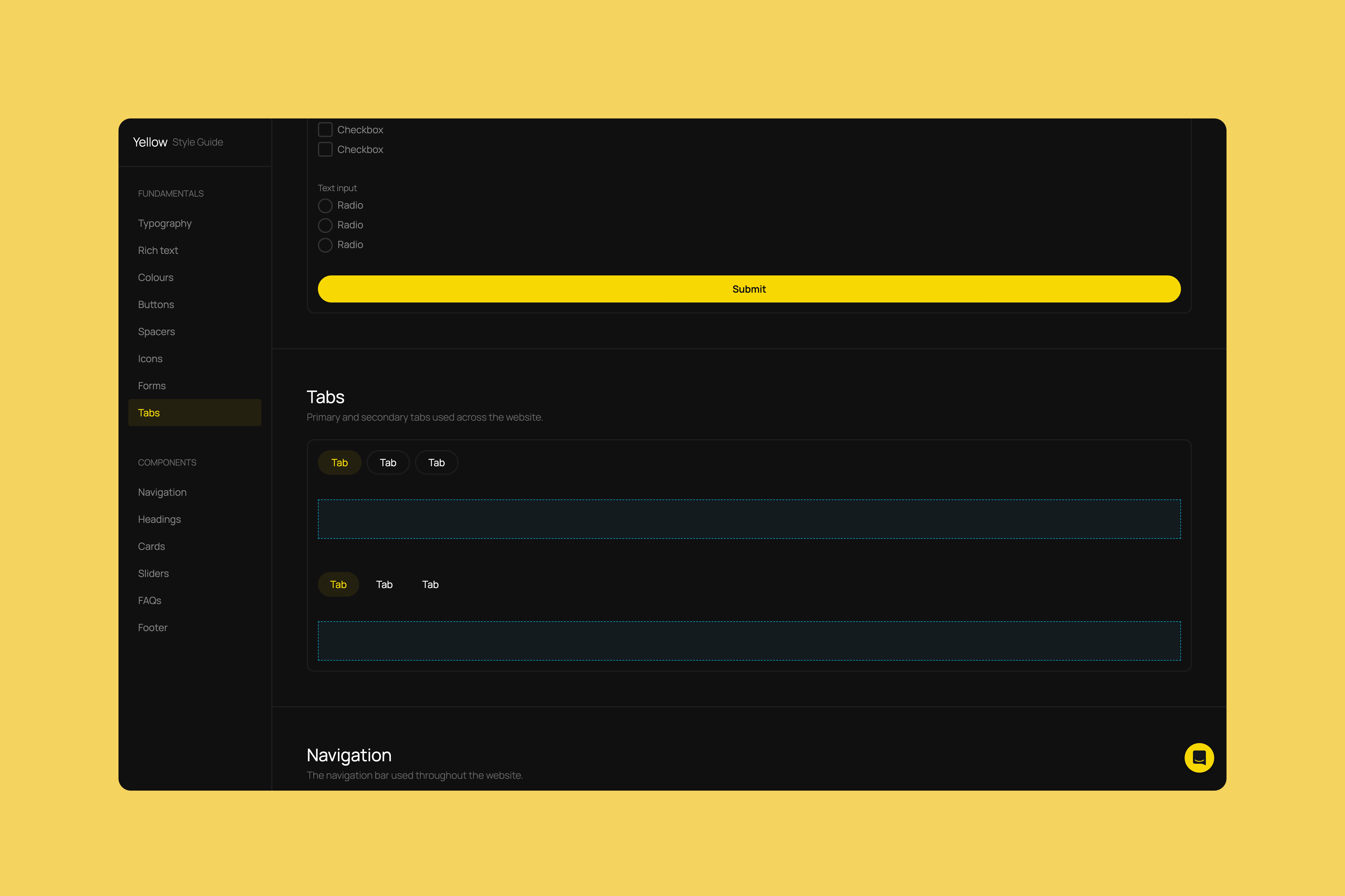carboninvoice, yellow styleguide
