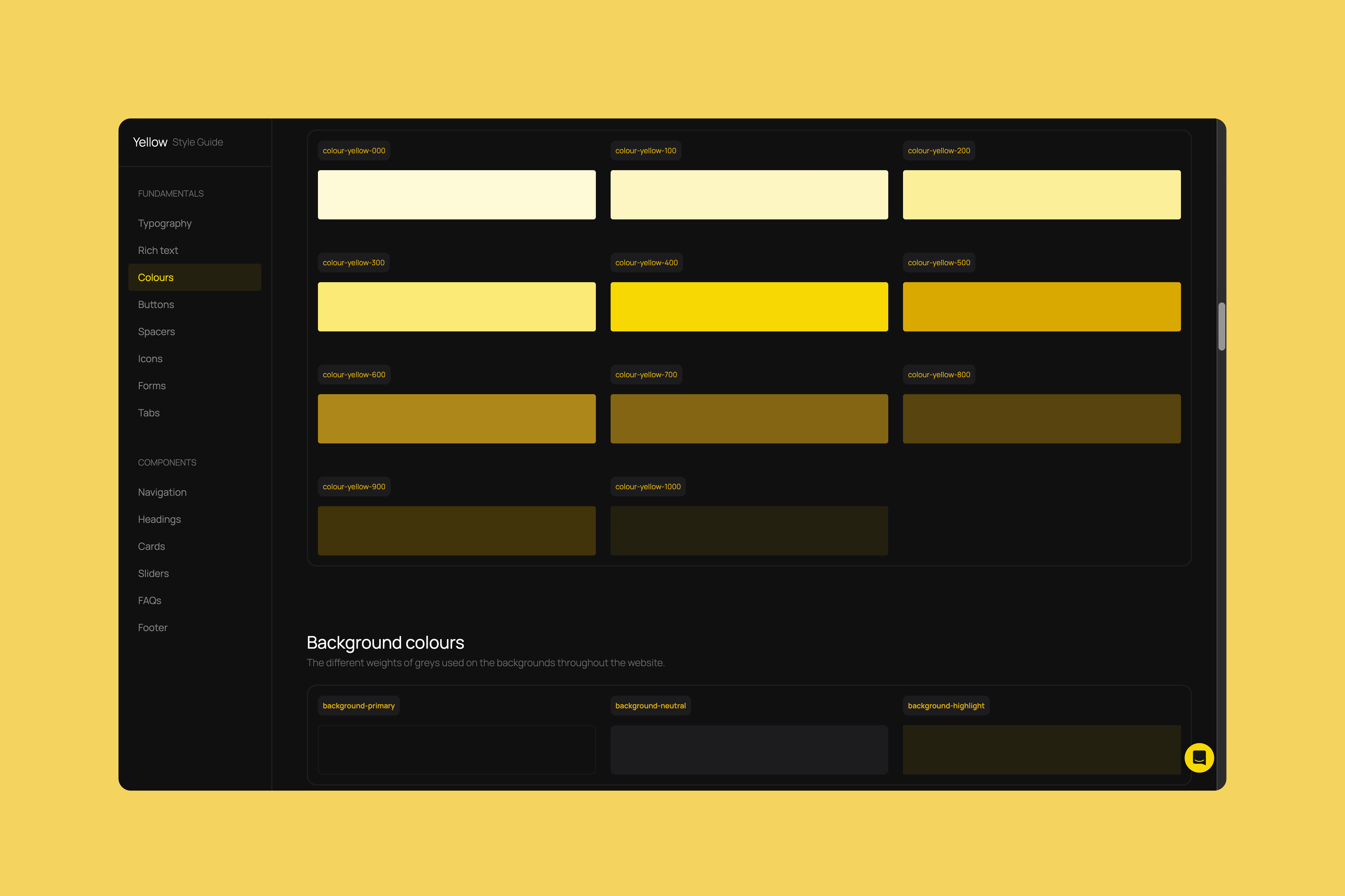 carboninvoice, yellow styleguide
