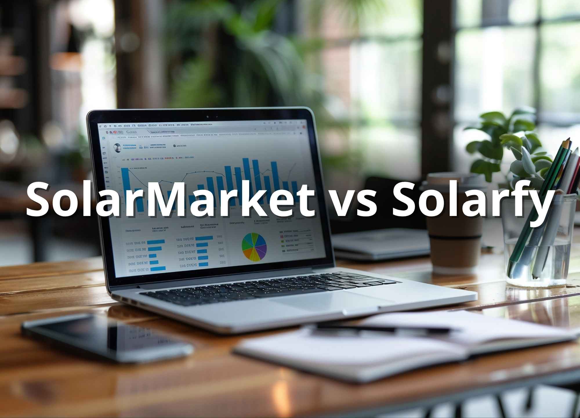 Relatórios de vendas em notebook representando o comparativo entre SolarMarket e Solarfy
