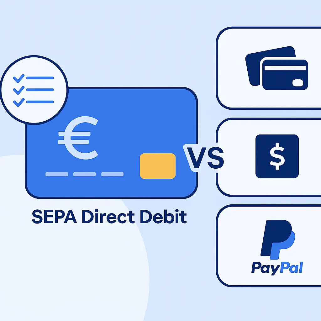 Visual Comparison showing SEPA Direct Debit vs Other Payment Methods
