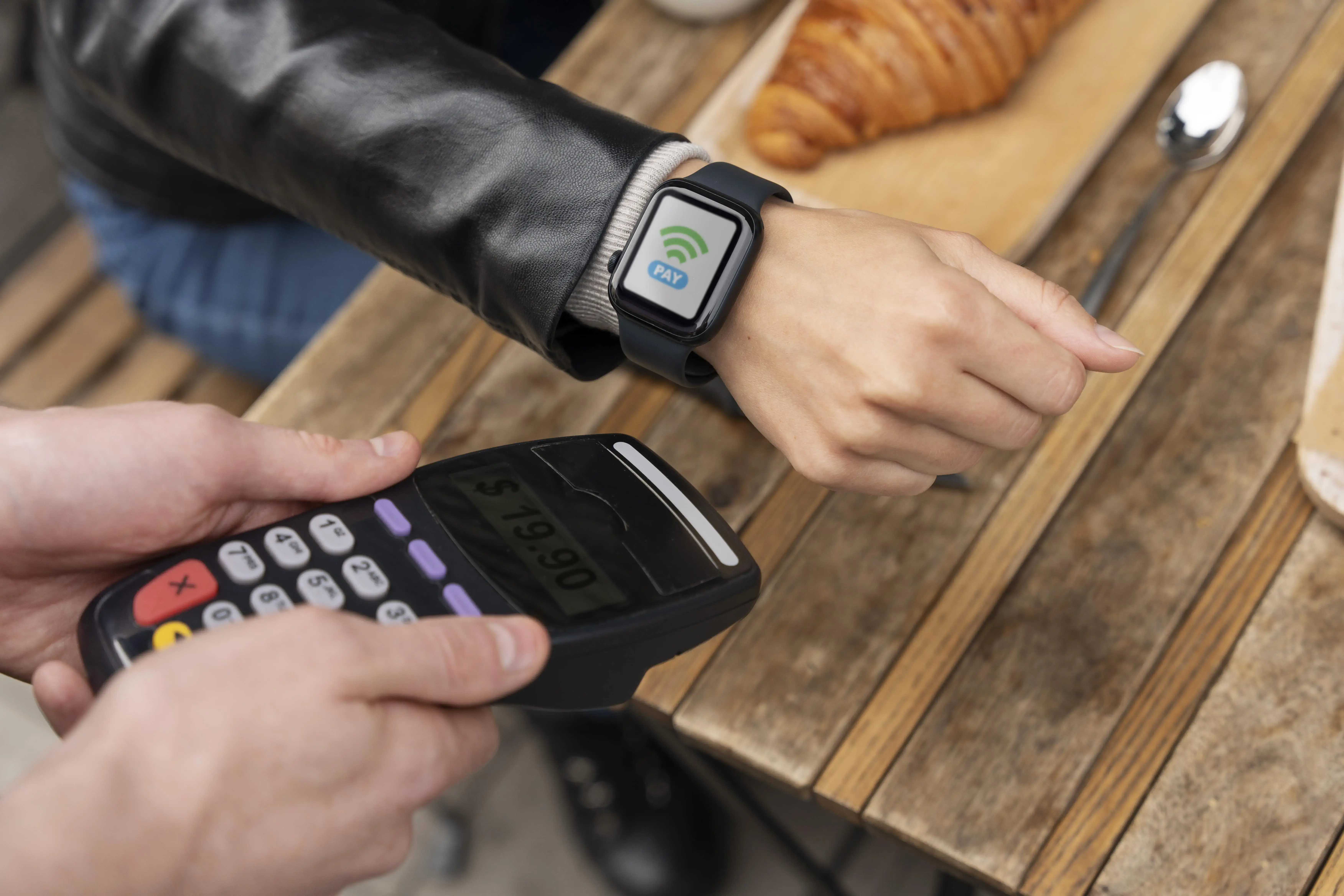  Wearable/NFC payment using a smartwatch for contactless transaction at a cafe