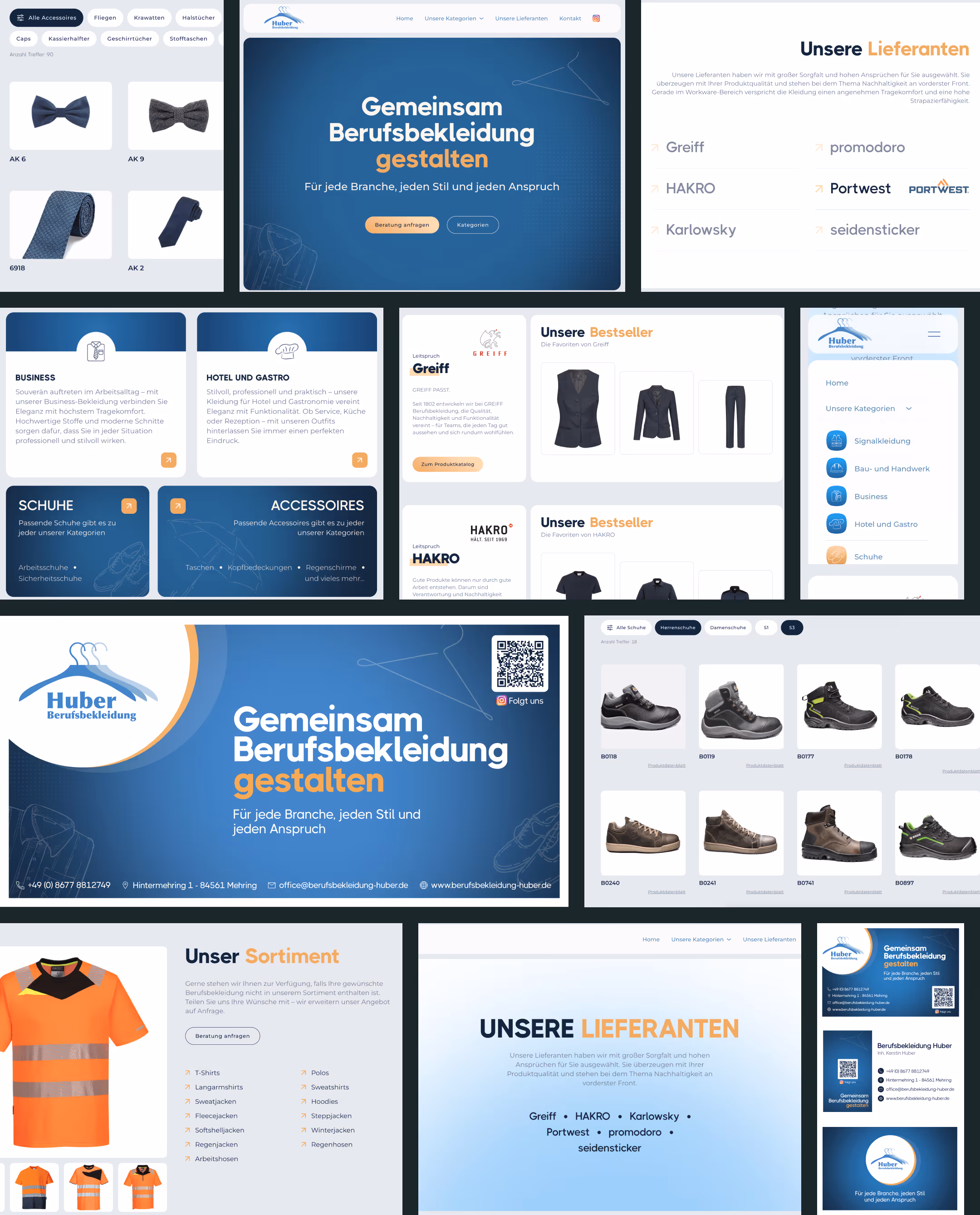 Bilder Collage für das Projekt Berufsbekleidung Huber