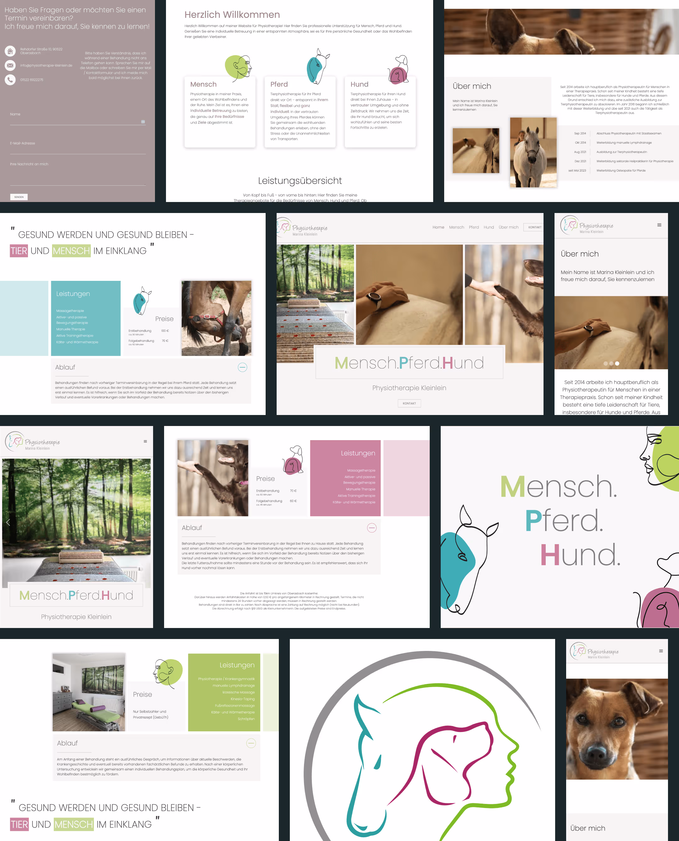 Bilder Collage für das Projekt Physiotherapie Marina Kleinlein