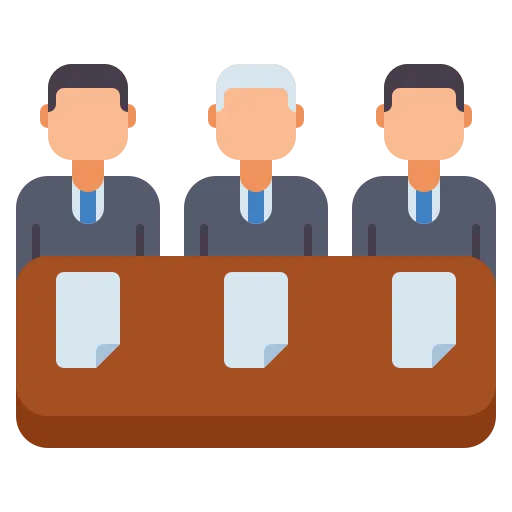 Illustration of three board members at a desk