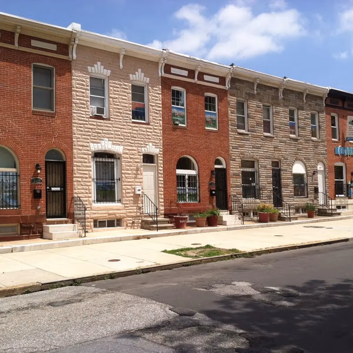 Brick and stone townhouses in Baltimore