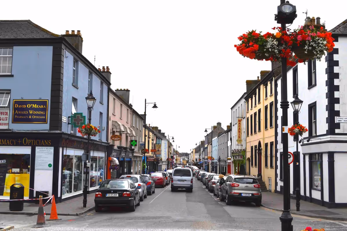 Traditional main street with on street parking