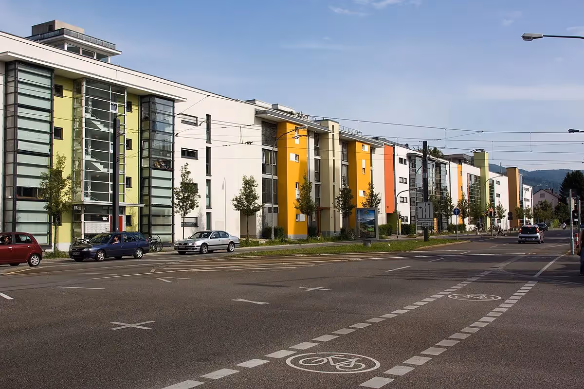 Wide street next to houses