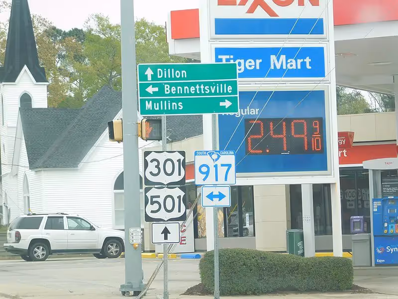 Gas station signage and wayfinding signage