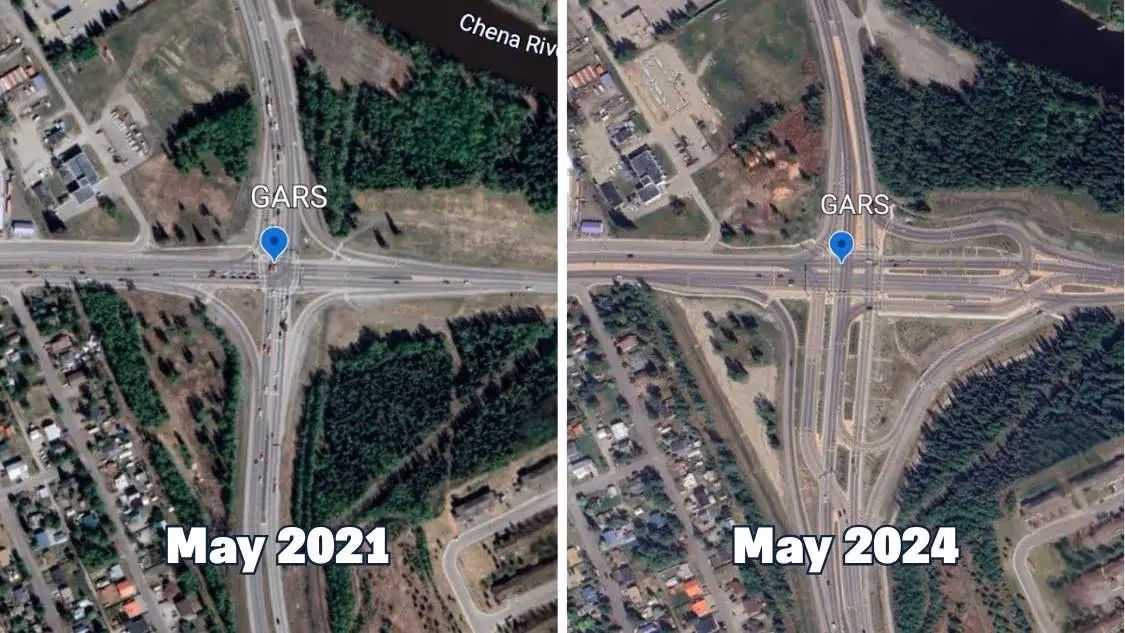 Comparison of 2021 and 2024 intersection redesign