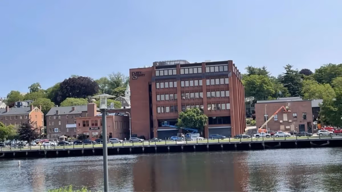 Buildings facing the water with nondescript facades