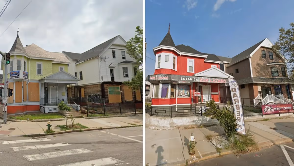 Before and after of two abandoned buildings now restored and inhabited
