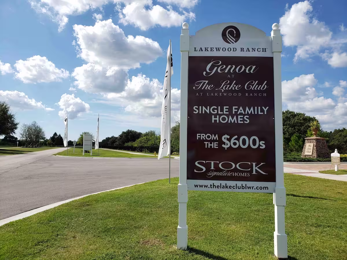 Sign advertising single family homes