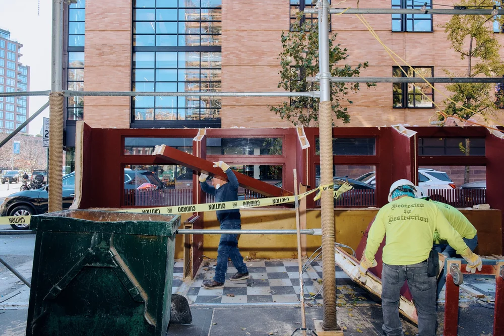 Before and after NYC's crackdown on outdoor dining. Images courtesy of The New York Times.