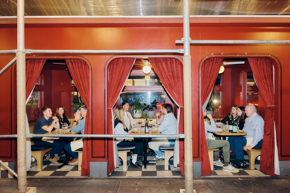 Before and after NYC's crackdown on outdoor dining. Images courtesy of The New York Times.