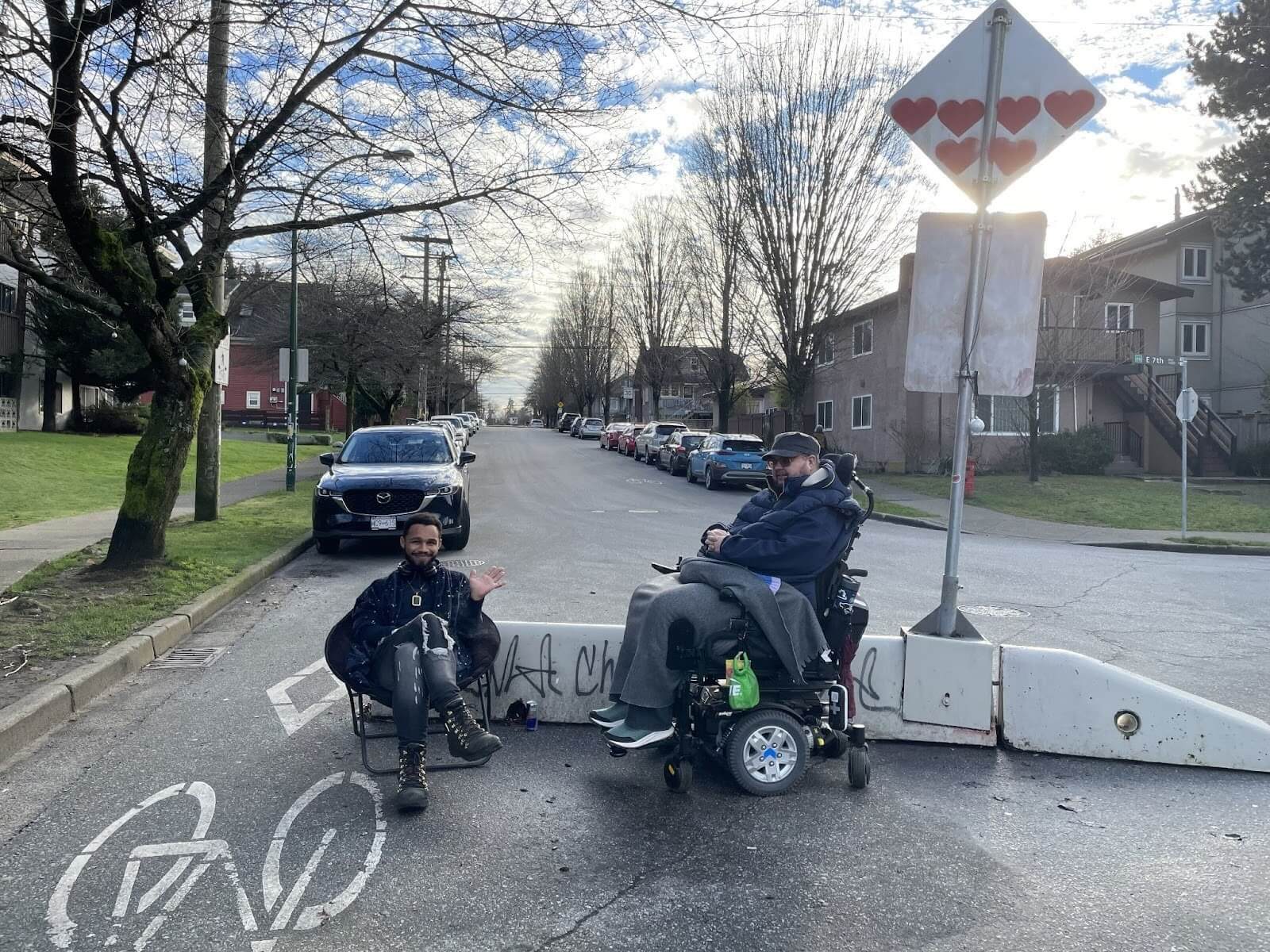 Tajai and Logan are part of a regular group of neighbours who make frequent use of an outdoor gathering space near their apartments to enjoy each other’s company.